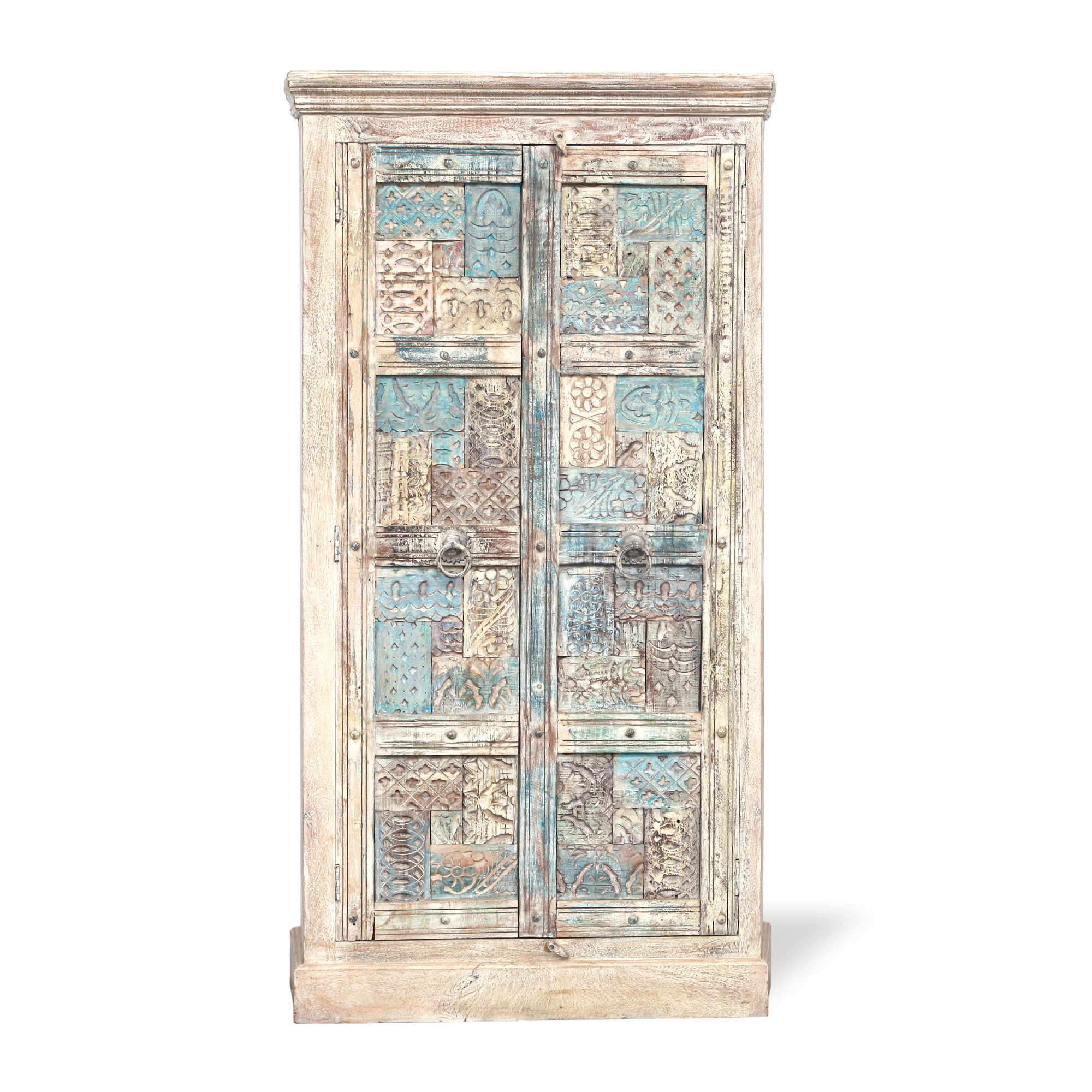 Schrank 'Arnisa', 2türig, weiß gekälkt, B 95 cm, H 180 cm, L 45 cm