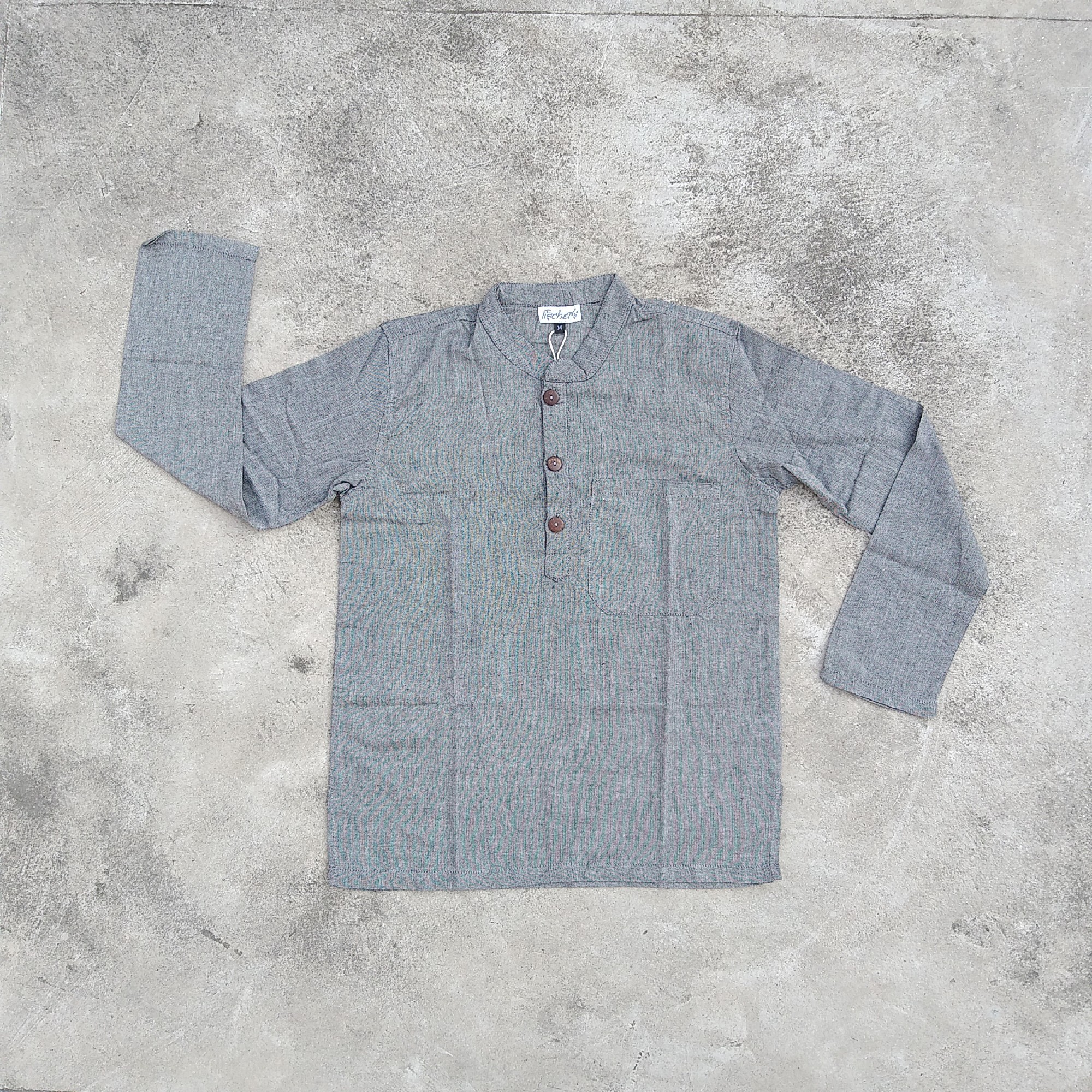 Langarmshirt mit Knopfleiste 'Kura' M, Grau, T 73 cm, B 58 cm