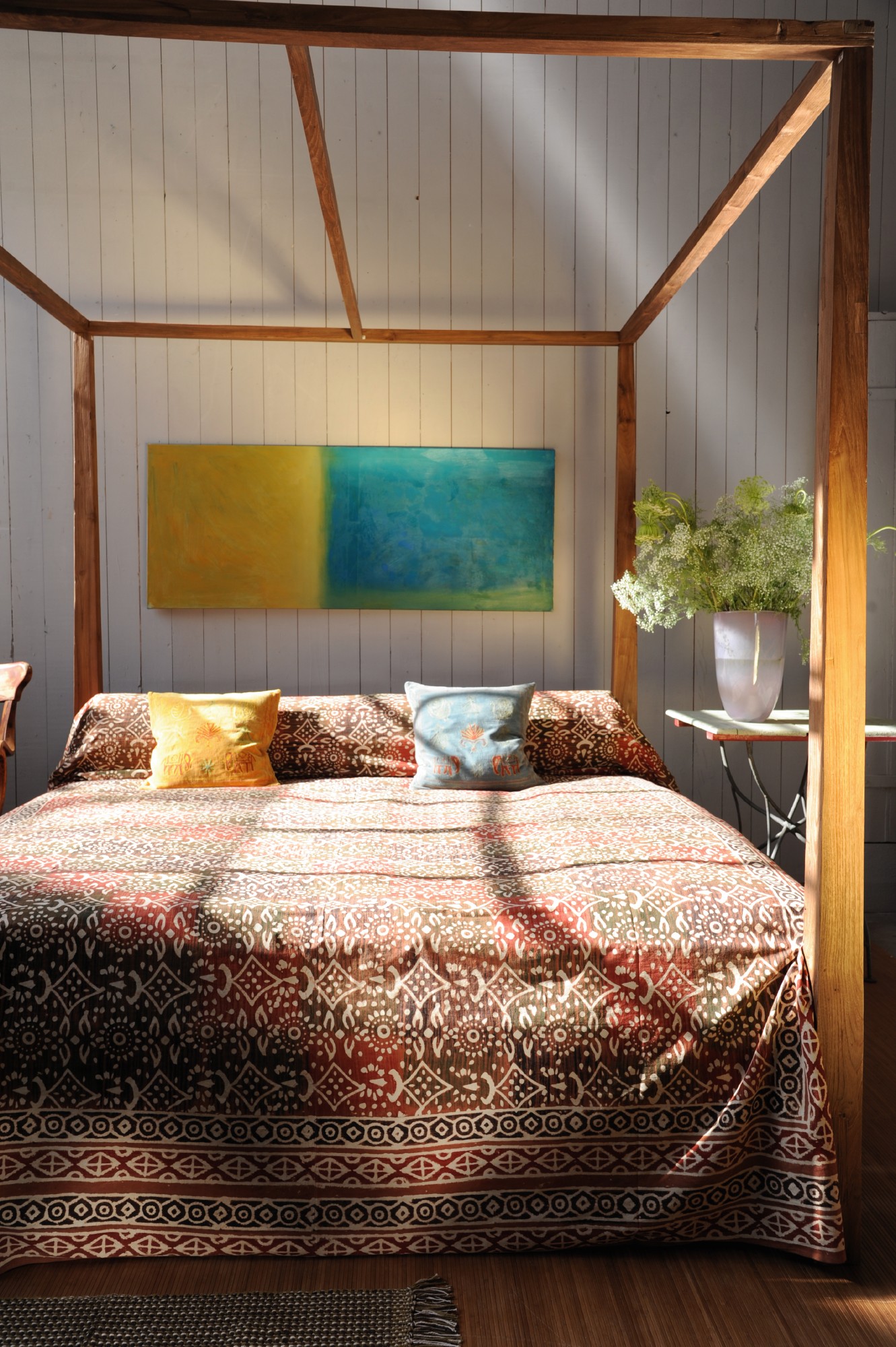 Himmelbett 'Surakarta' aus recyceltem Teak, natur, B 160 cm, L 200 cm