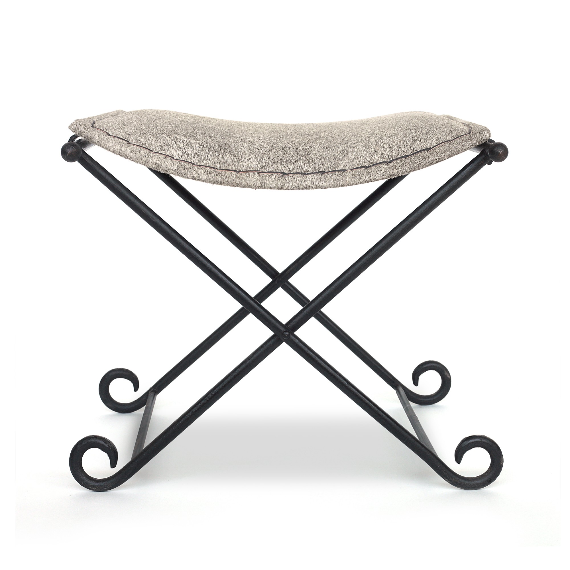 Scherenhocker 'Asturias', grau, braun, T 54 cm, B 40 cm, H 46 cm