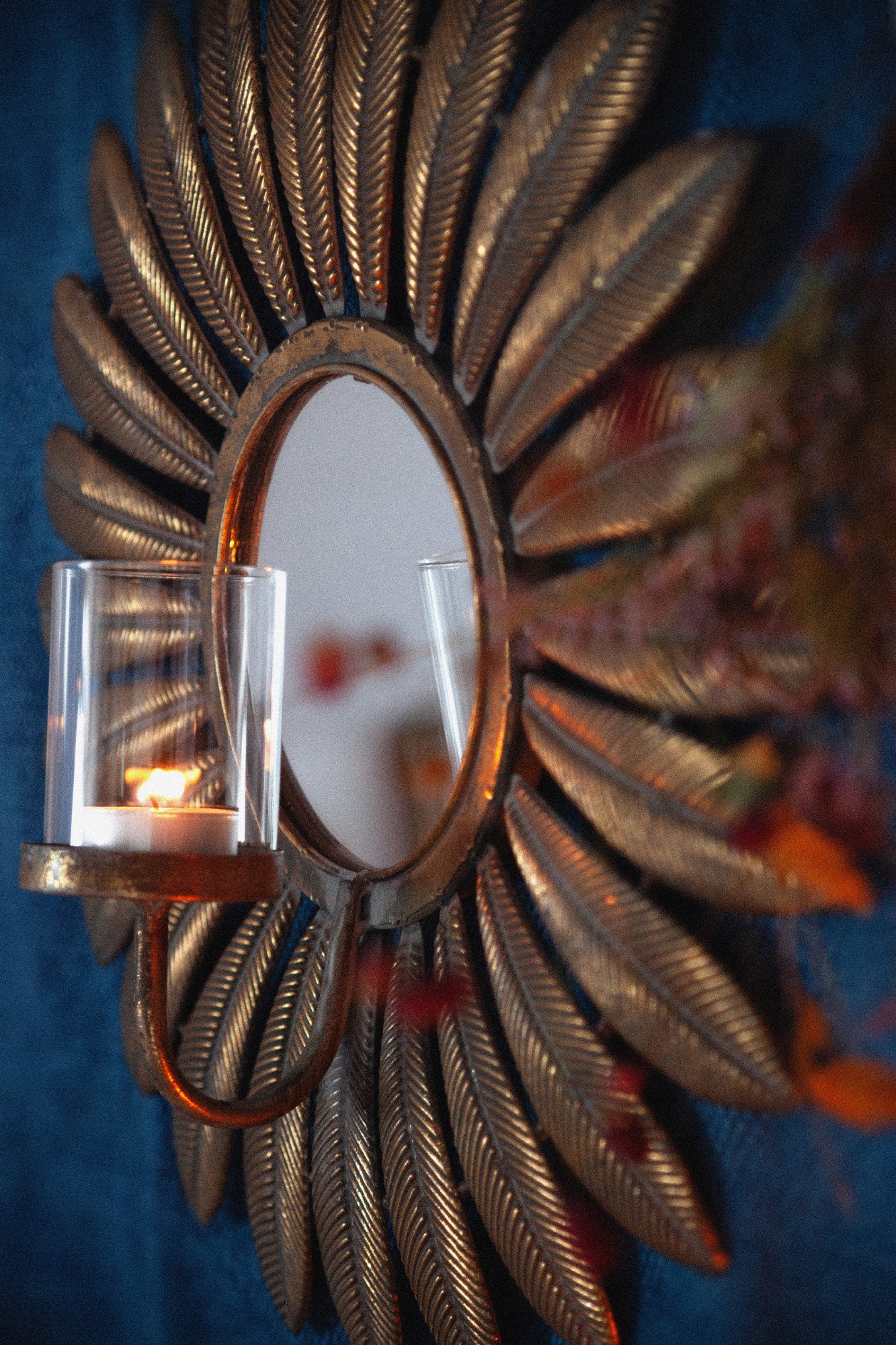 Kerzenhalter 'Sonnenblume', antik gold,  Ø 39 cm