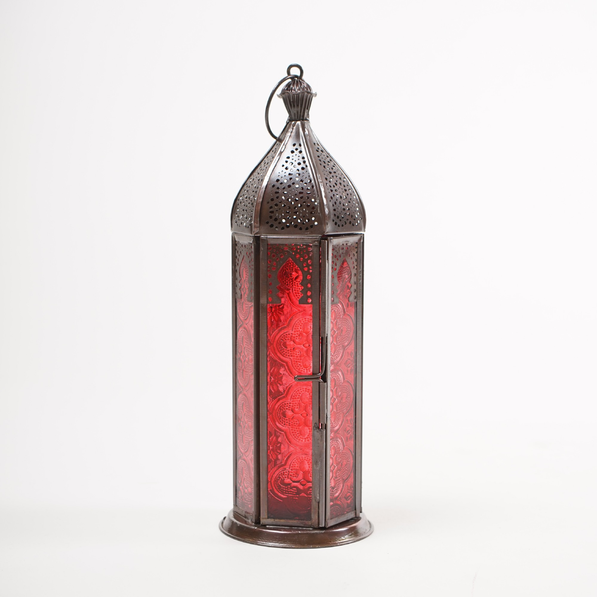 Laterne "Ighoud", kupfer/rot, Ø 9 cm, H 25 cm