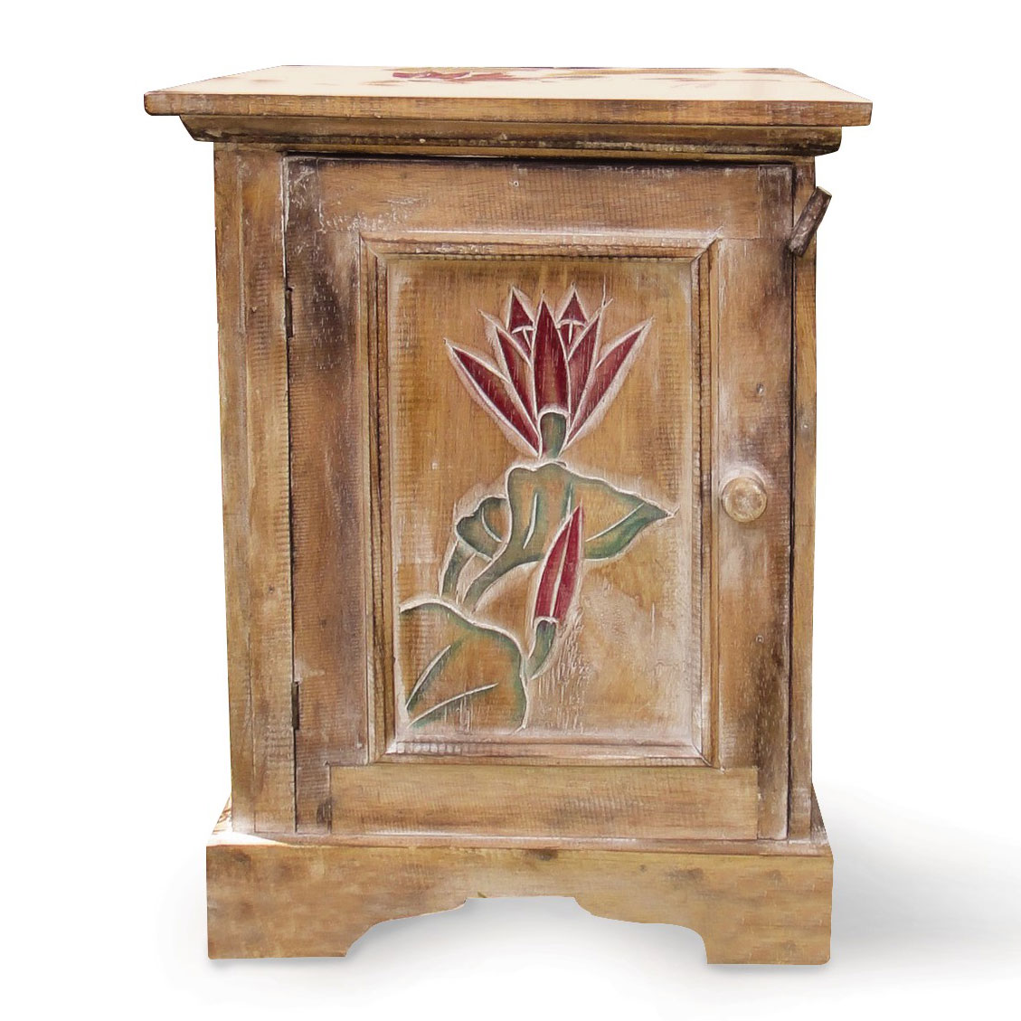 Schränkchen 'Seelilie' mit handgeschnitzten Verzierungen, L 40 cm, B 40 cm, H 50 cm