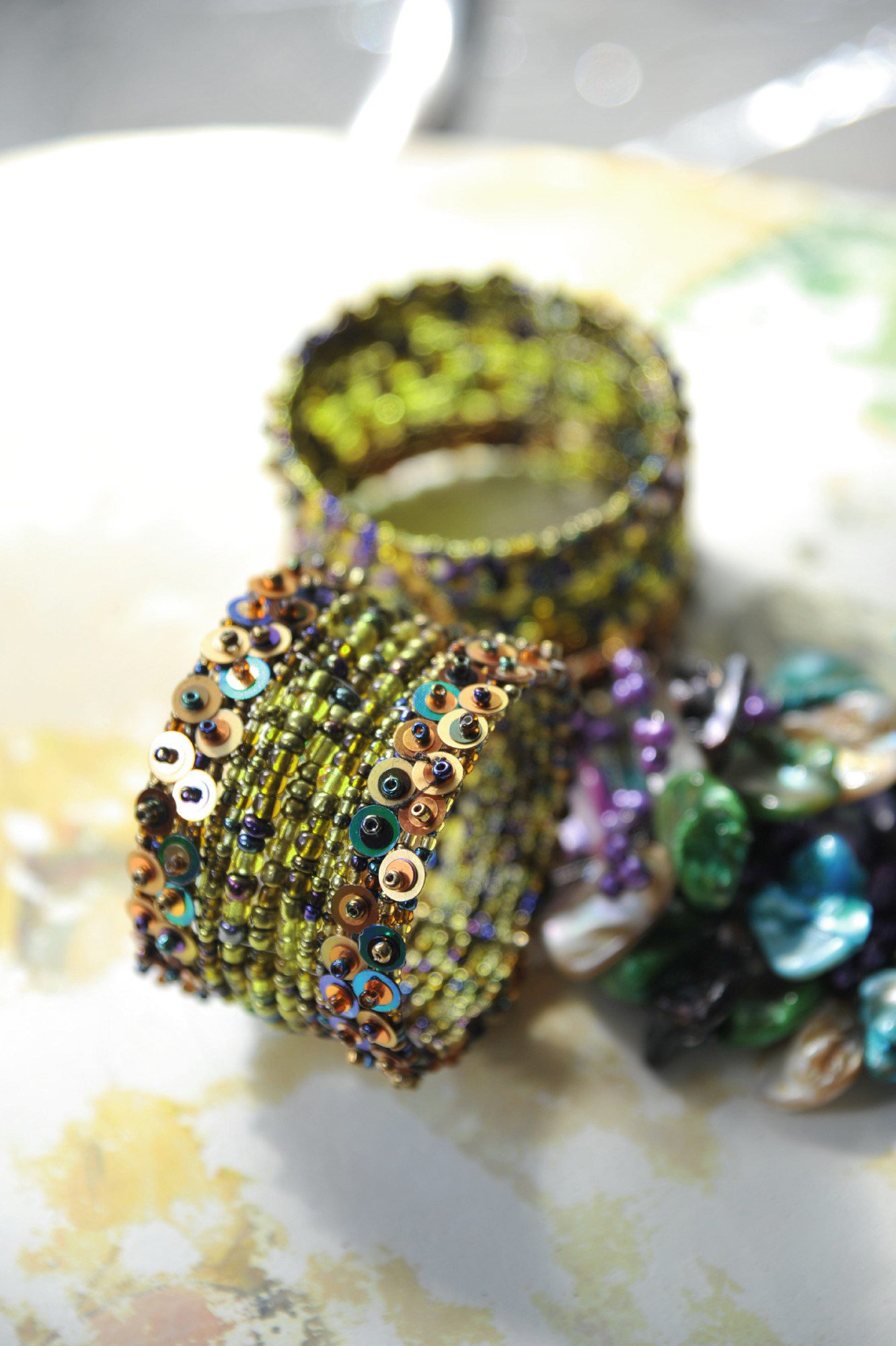 Armreif 'Smaragd', multicolor, L 9 cm, B 4 cm, H 2 cm