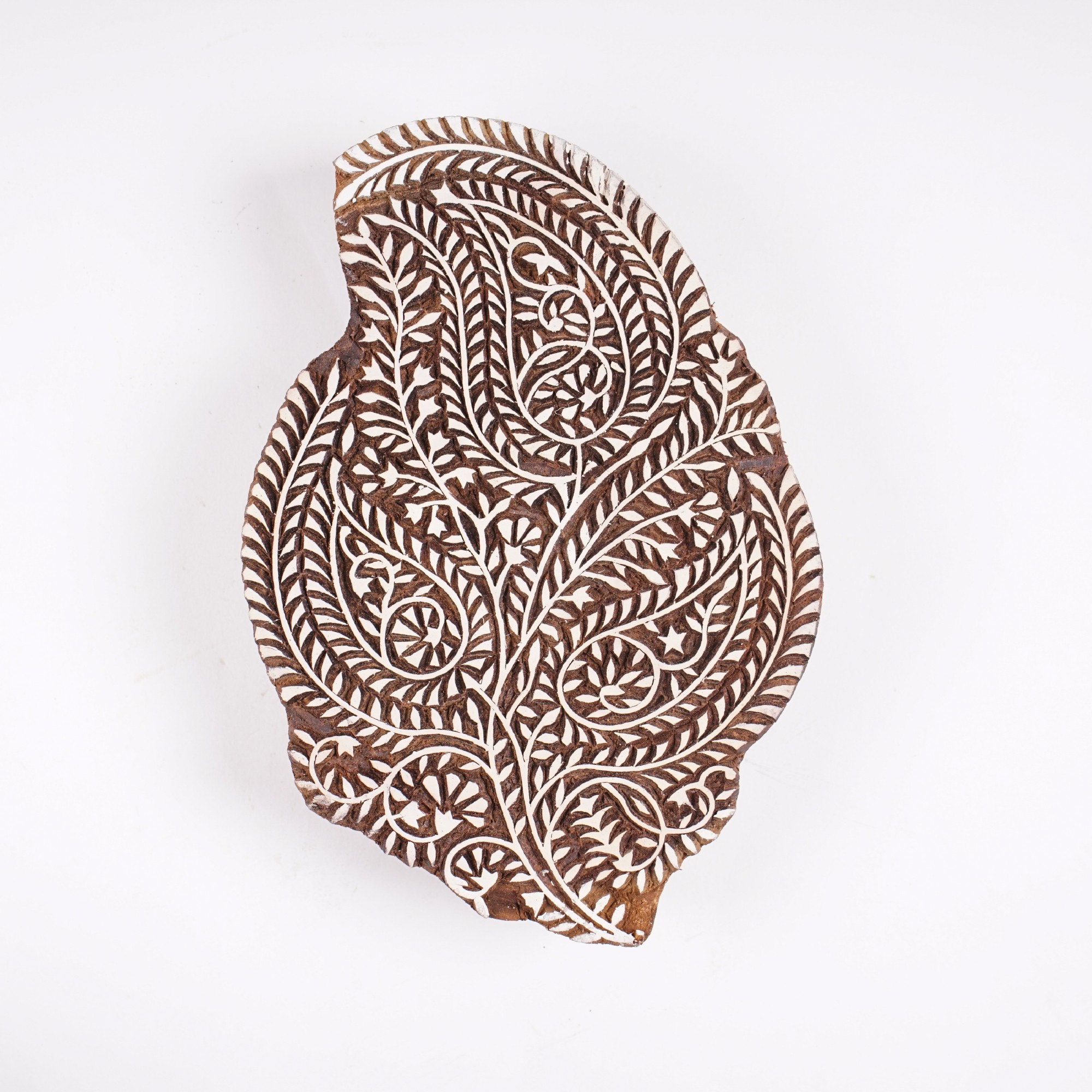 Textilstempel 'Paisley', handgeschnitzt, L 17 cm