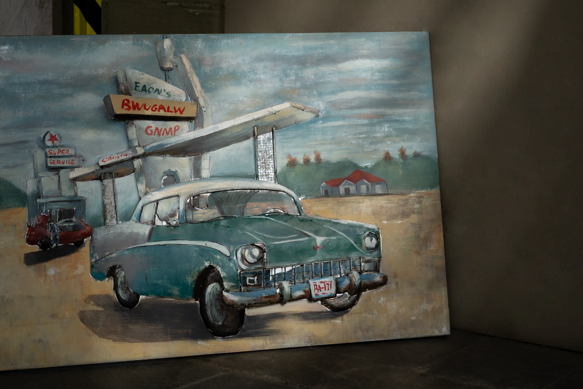 Metall-Wandbild 'Gas Station', B 120 cm, H 80 cm, L 6 cm