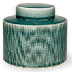 Vase 'Liang' mit Deckel, grün, Ø 20 cm, H 18 cm