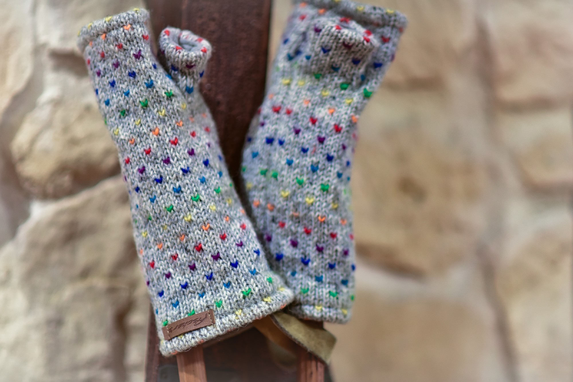 Pulswärmer, hellgrau, multicolor