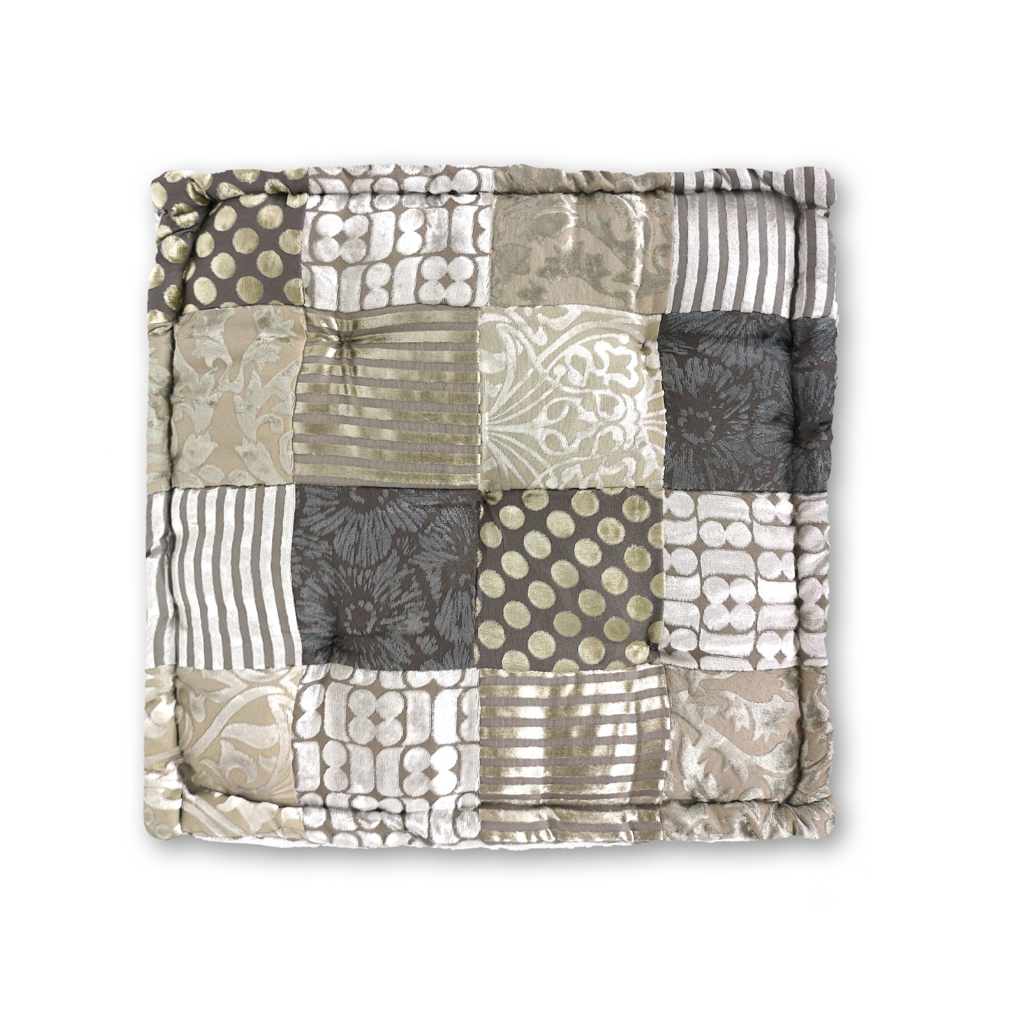 Sitzkissen Patchwork, silber, T 45 cm, B 45 cm, H 10 cm