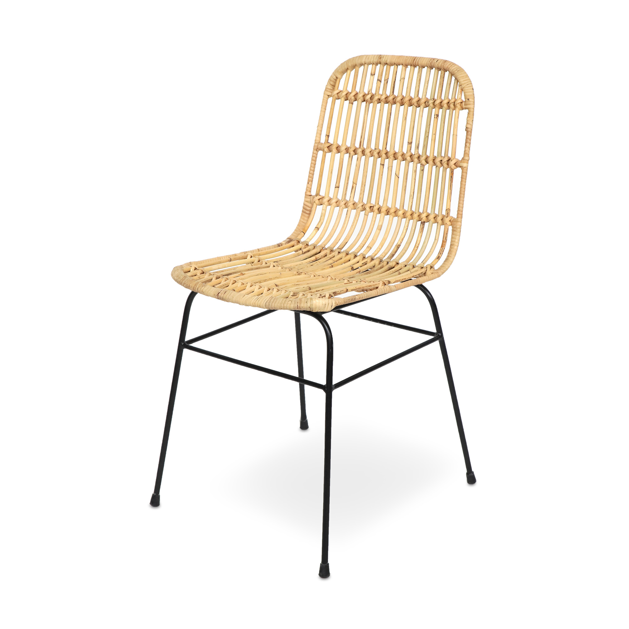 Rattan-Stuhl 'Brehm', natur, schwarz, B 43 cm, L 54 cm, H 81 cm