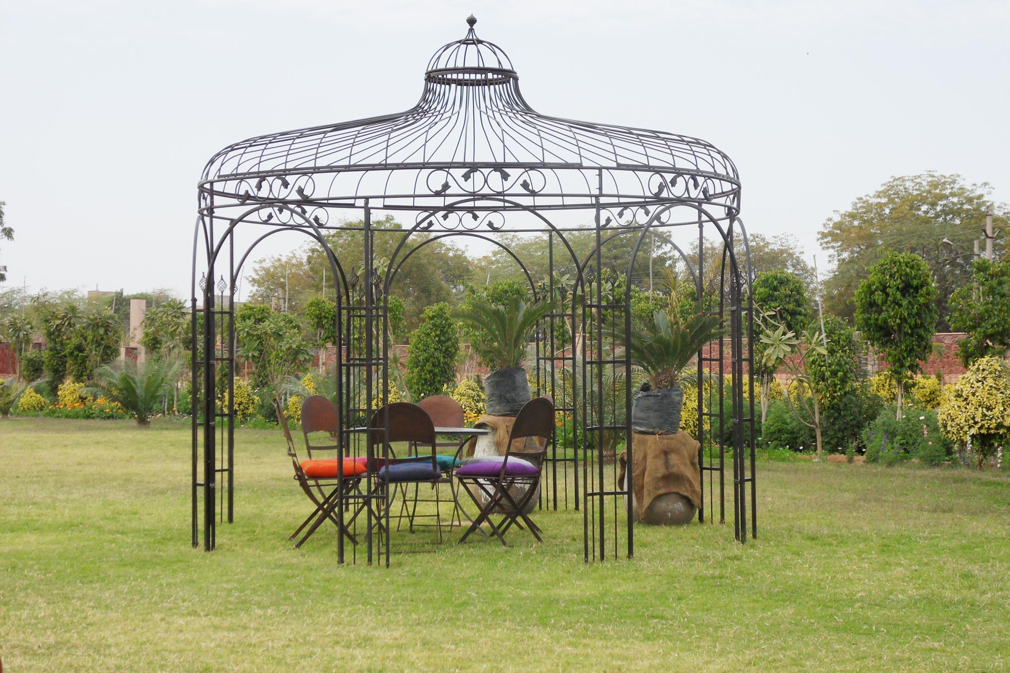 Runder Gartenpavillon aus Schmiedeeisen, Ø 350 cm, H 325 cm