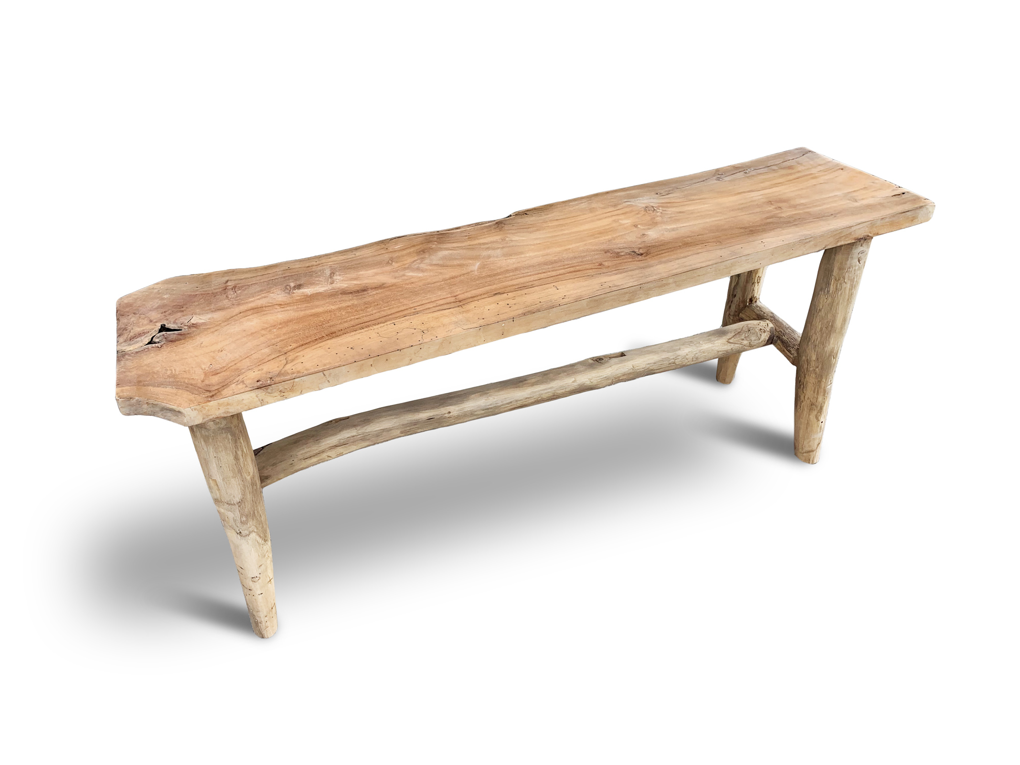 Bank aus Teak-Baumscheibe, natur, B 100 cm, H 45 cm, T 28 cm