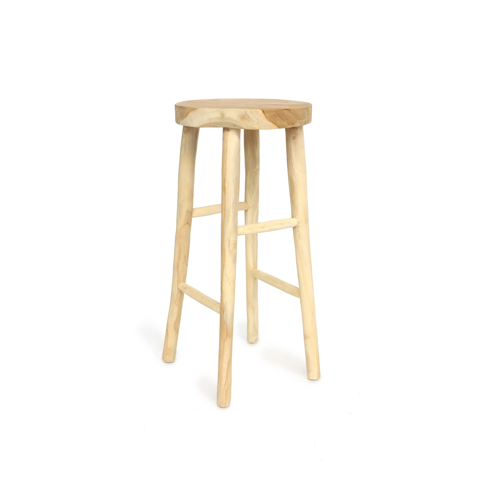 Barhocker 'Riya' aus Teak, natur H 75 cm, Ø 35 cm