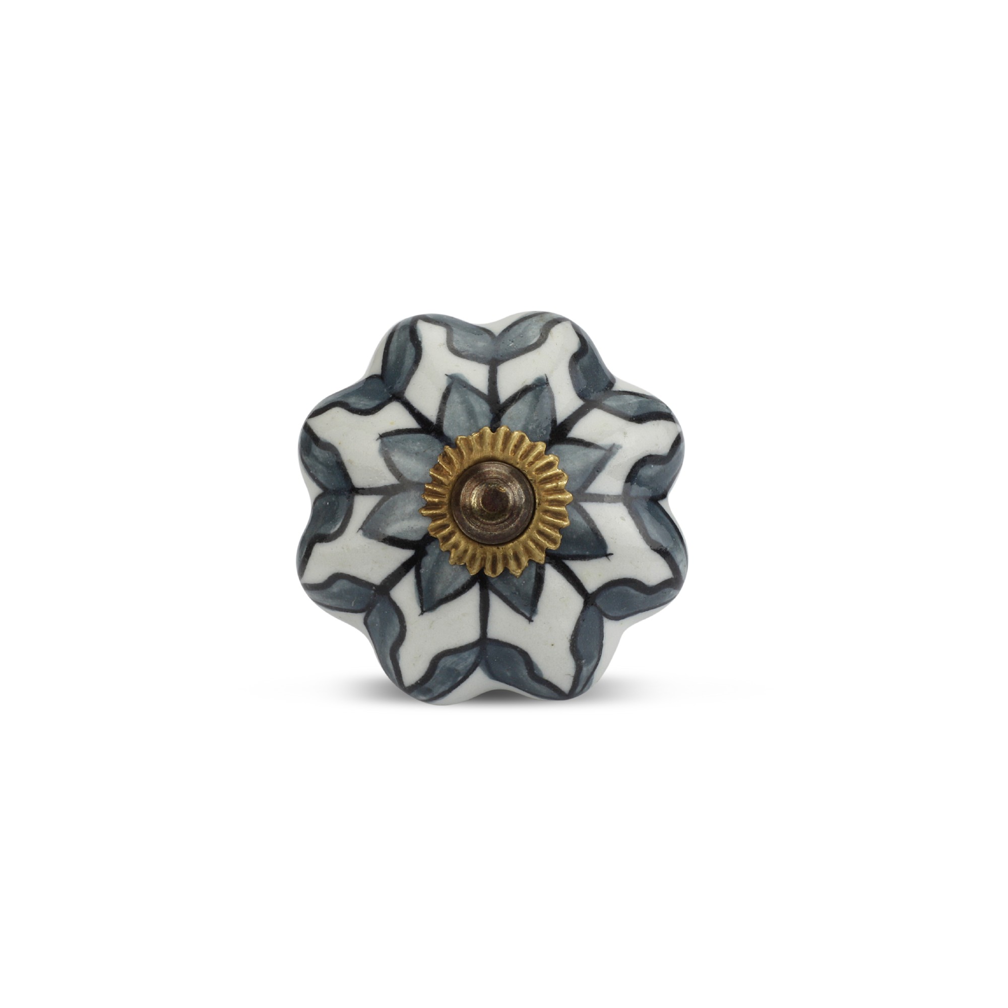 Knauf 'Blume', weiß/grau, Ø 4 cm, T 2,5 cm