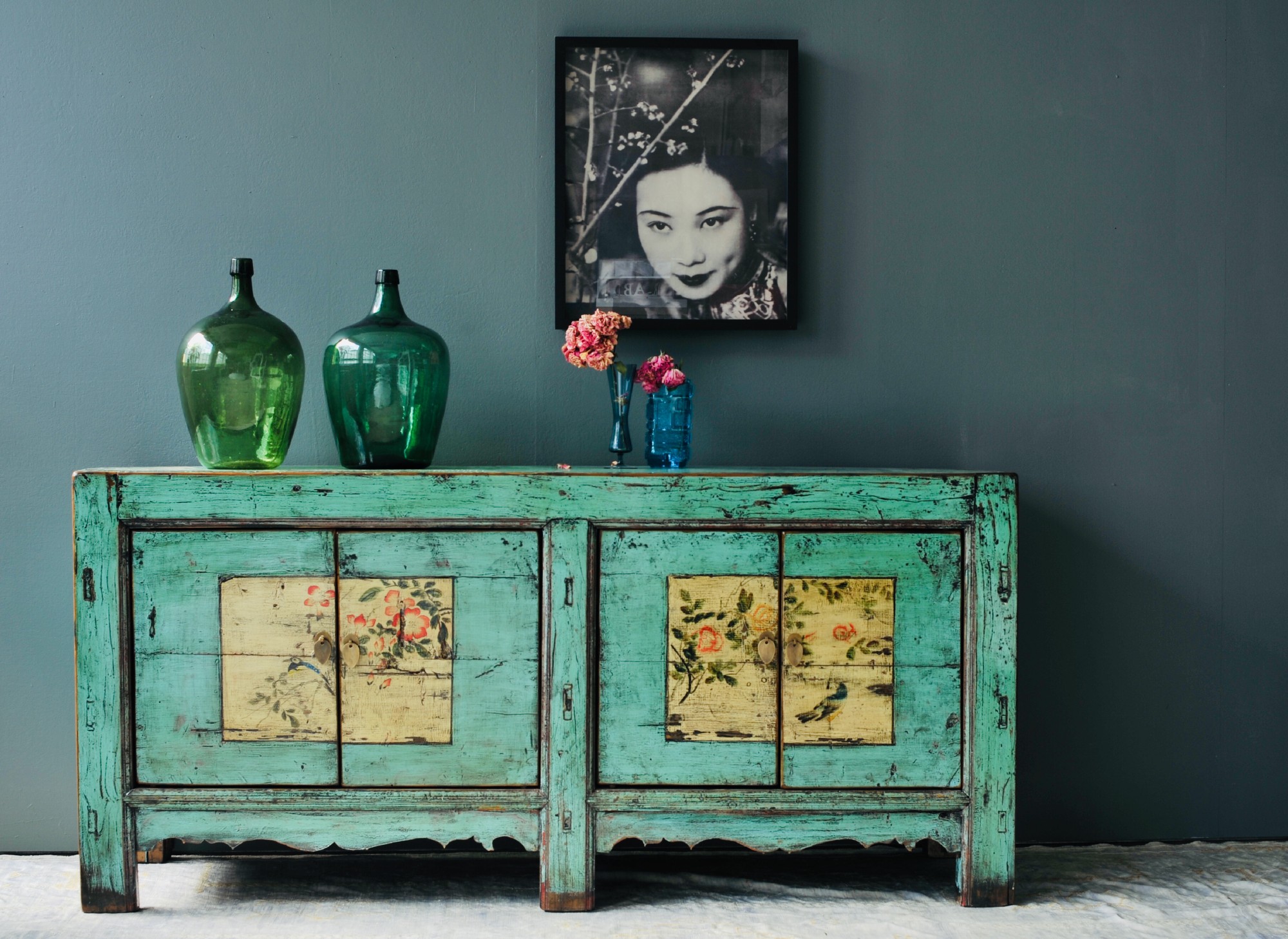 Sideboard 'Mésange', blau, B 150 cm, H 86 cm, T 45 cm