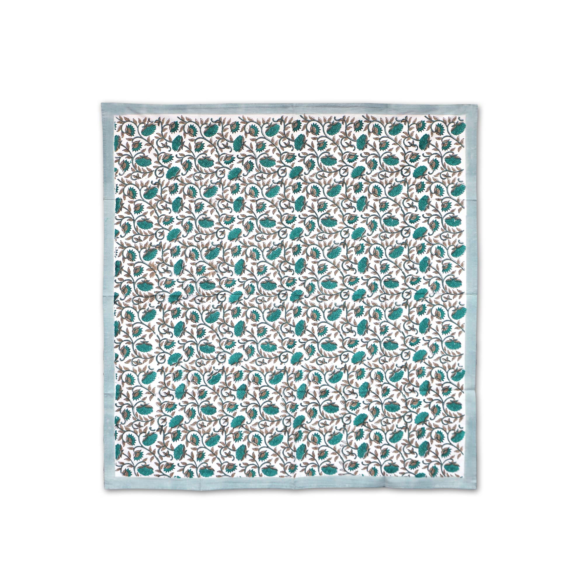 Tischdecke mit Blumenmuster, weiß, grün-grau, L 100 cm, B 100 cm