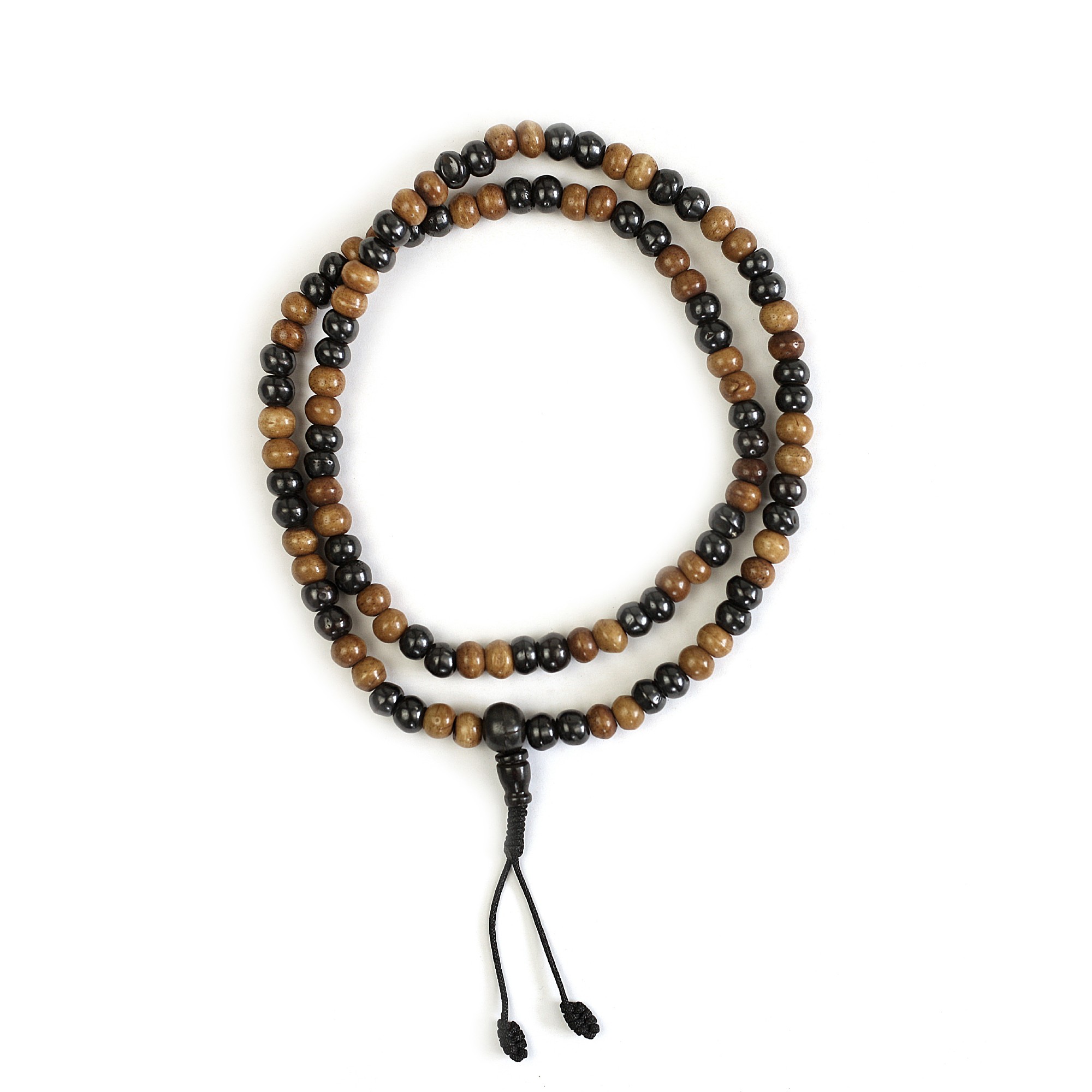 Mala Gebetskette, schwarz, natur, L 74 cm, B 0,8 cm