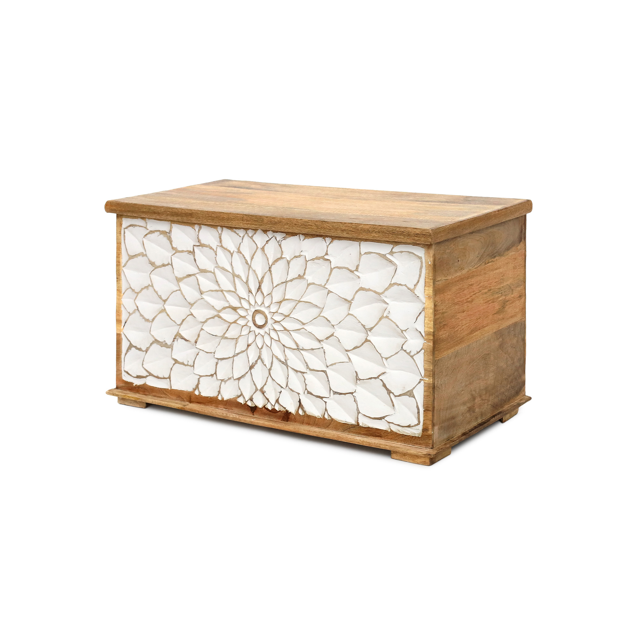 Truhe 'Padma', Mangoholz, weiß, B 83 cm, H 46 cm, L 40 cm