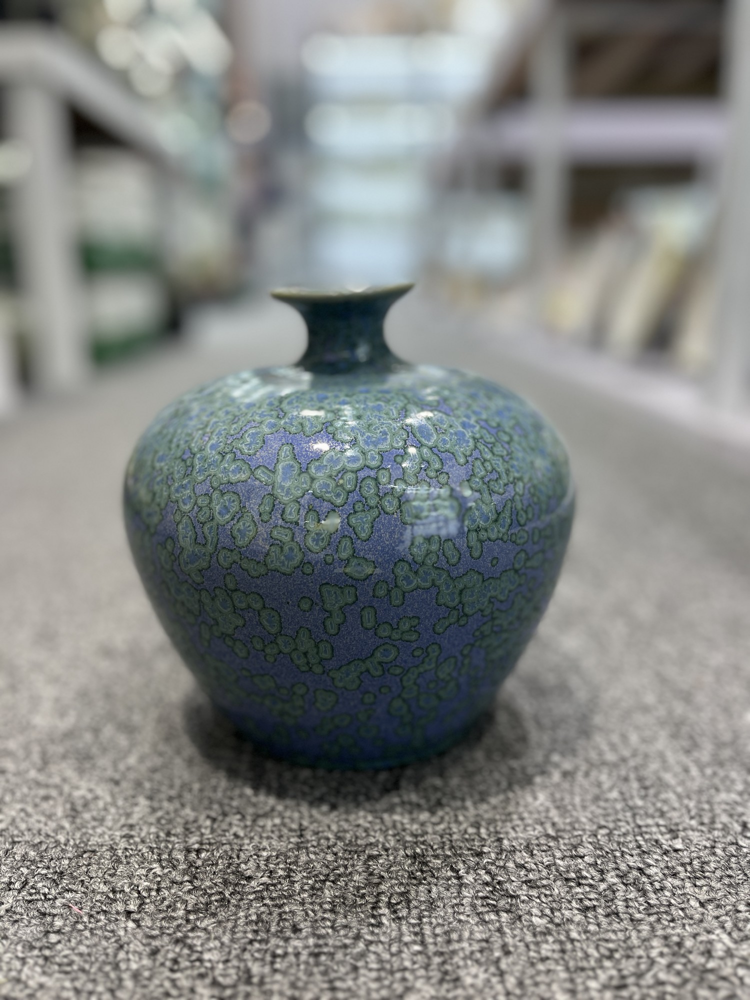 Porzellanvase 'Moidette', blaugrün, B 18 cm, T 18 cm, H 18 cm