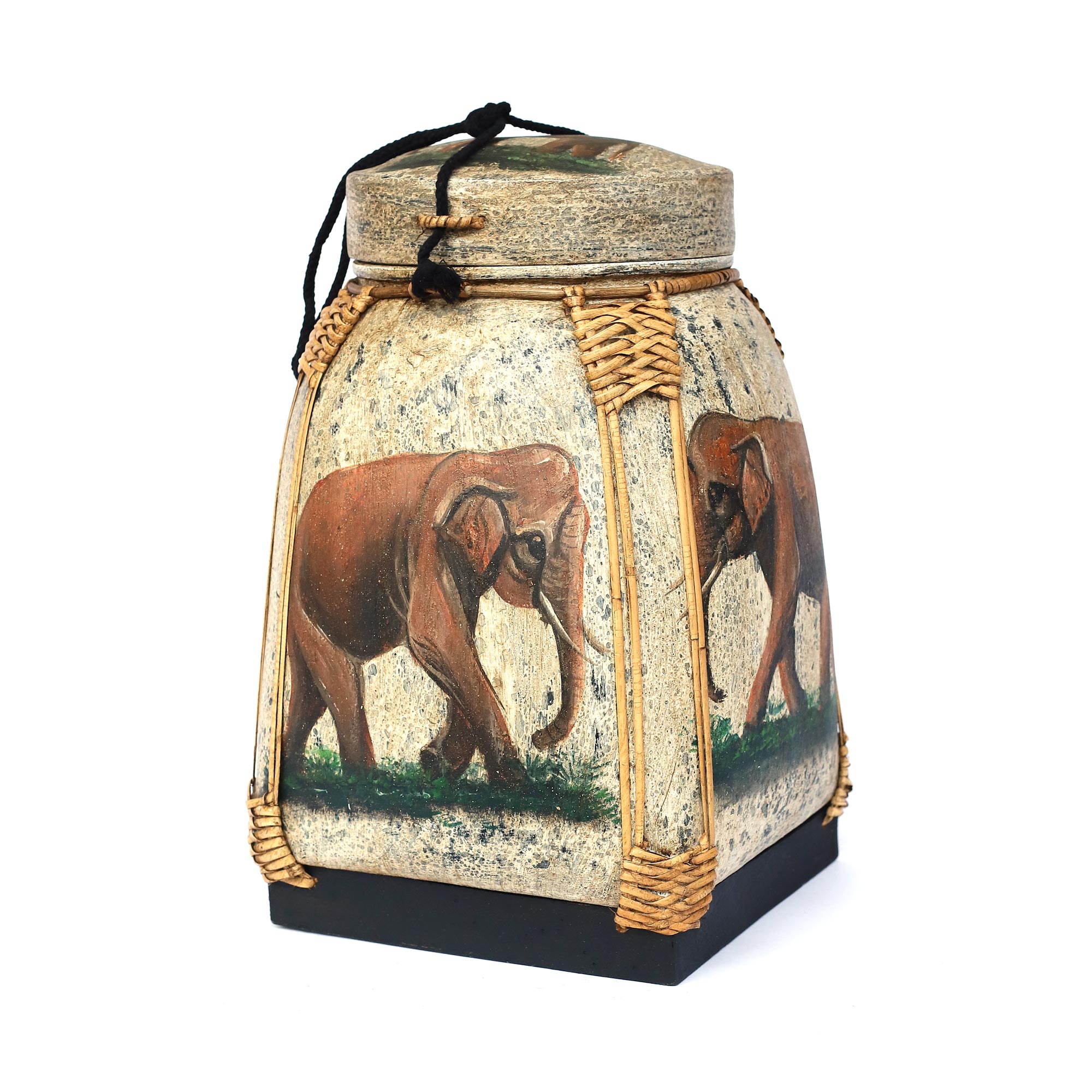 Reisdose aus Bambus, 'Elefant', multicolor, B 25 cm, H 45 cm, T 25 cm