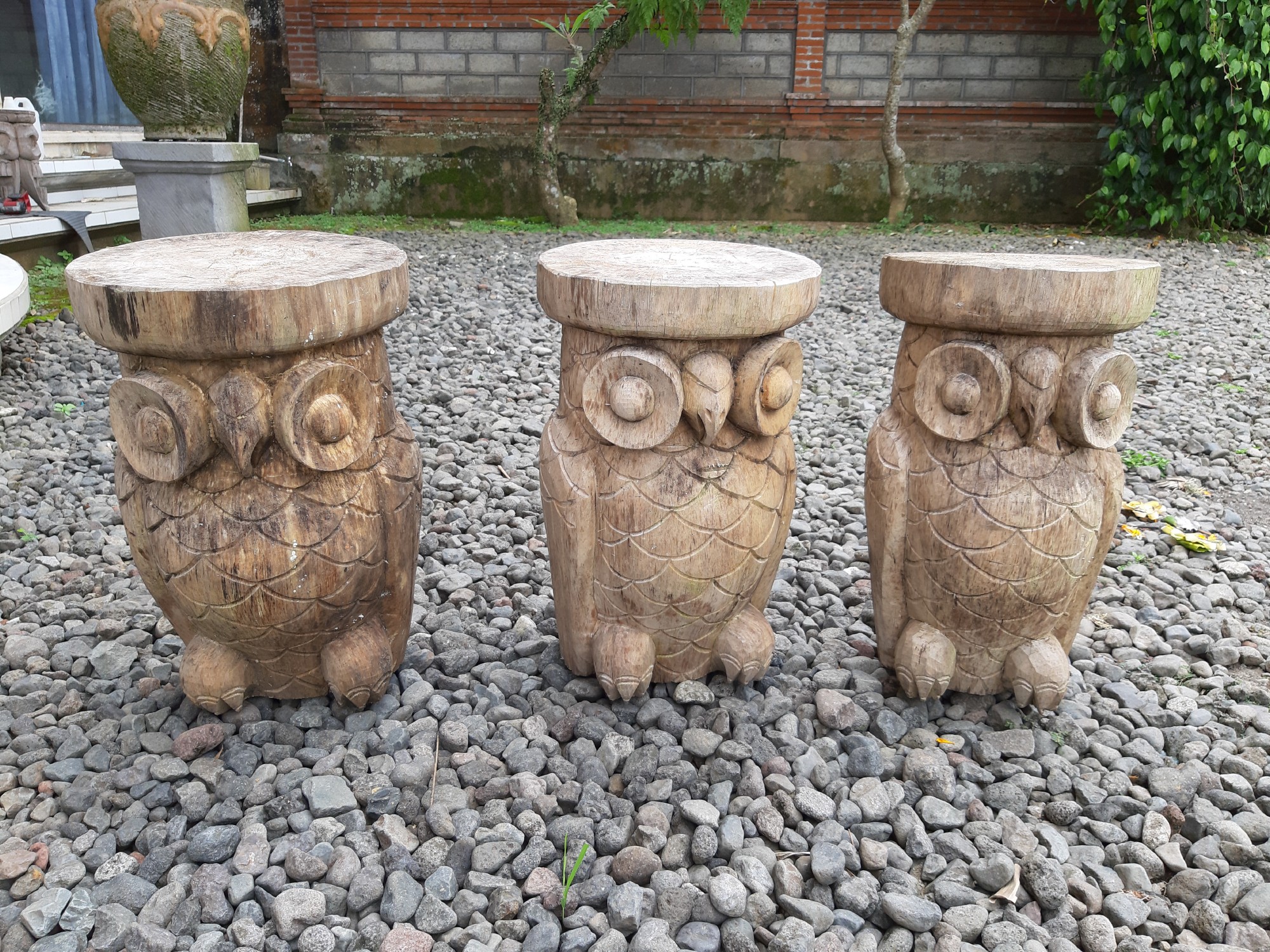 Holz-Hocker 'Eule', natur, Ø 30 cm, H 50 cm