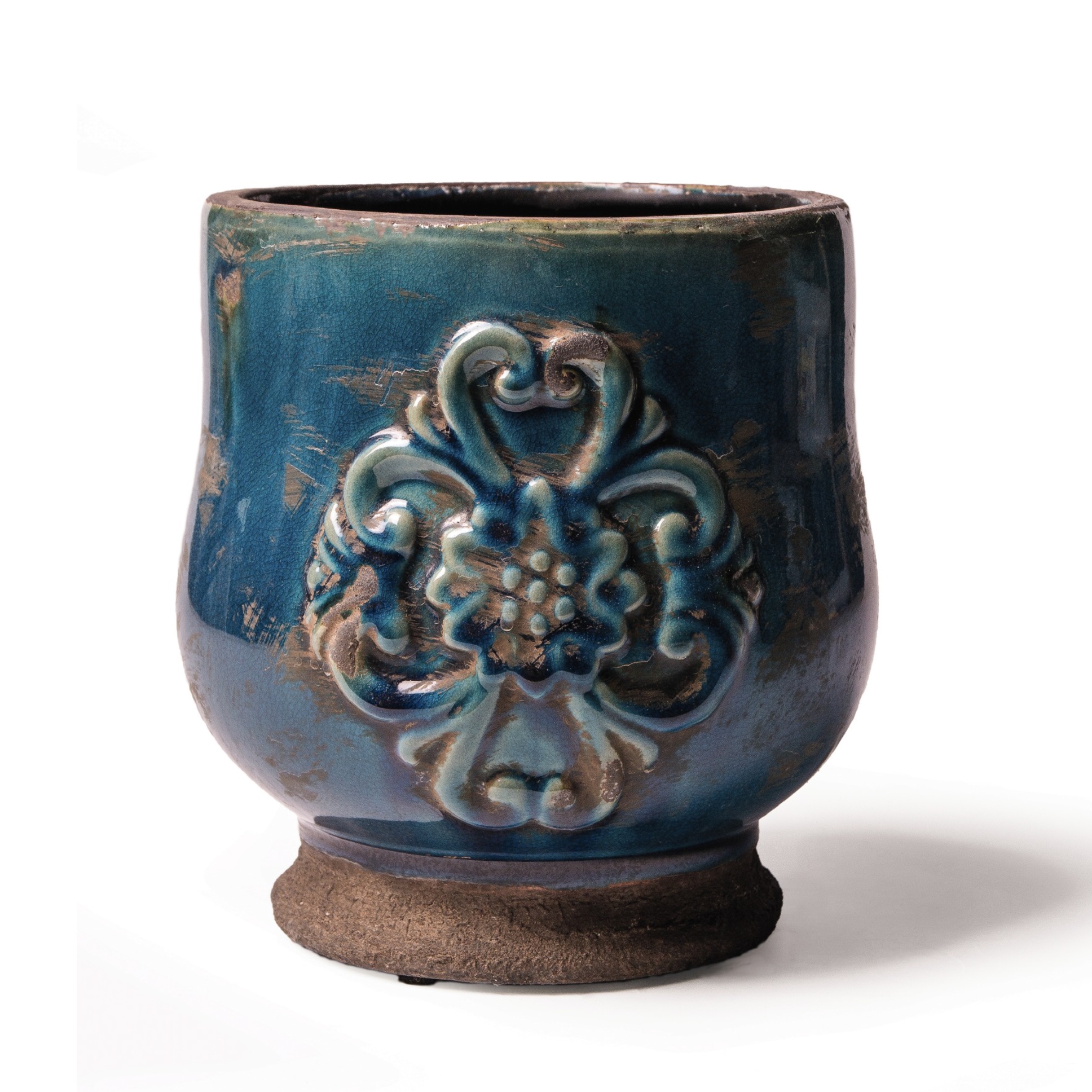 Pflanztopf "Macon", blau, Ø 15,5 cm, H 16,5 cm