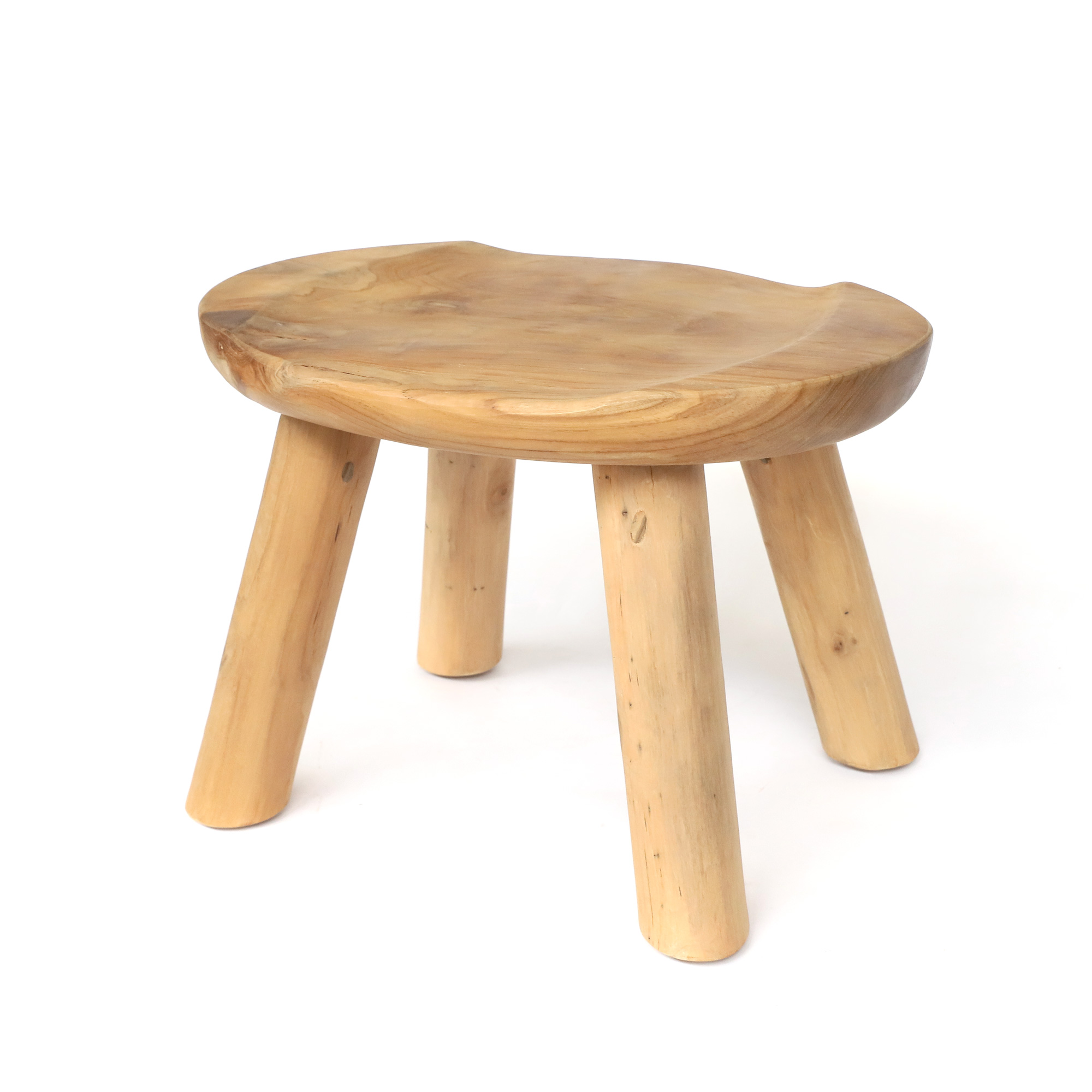 Teak-Hocker aus Wurzelholz, natur, H 35 cm, B 50 cm, L 38 cm