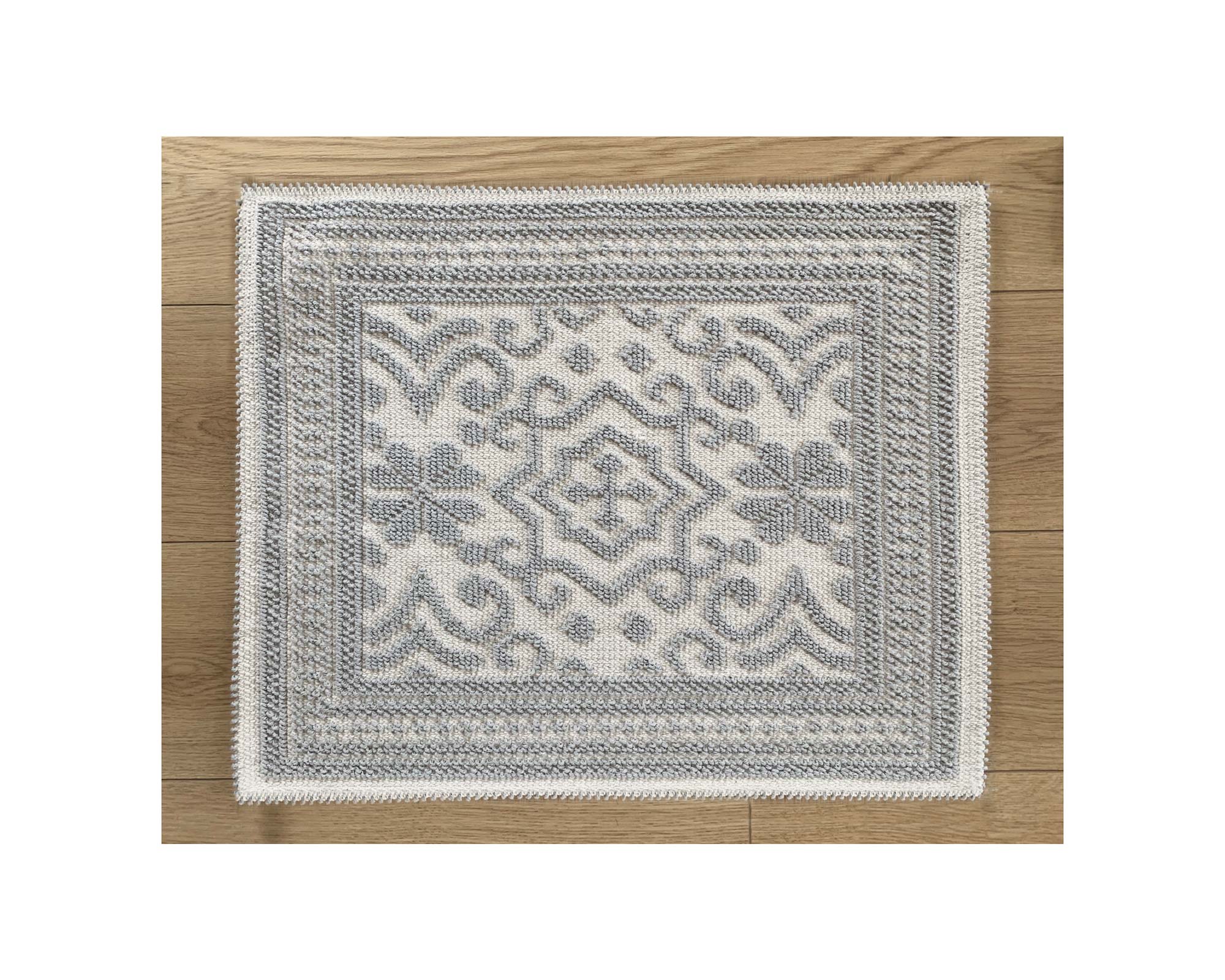 Badematte 'Izmir' aus Baumwolle, weiß-grau, 60 x 50 cm &  120 x 70 cm
