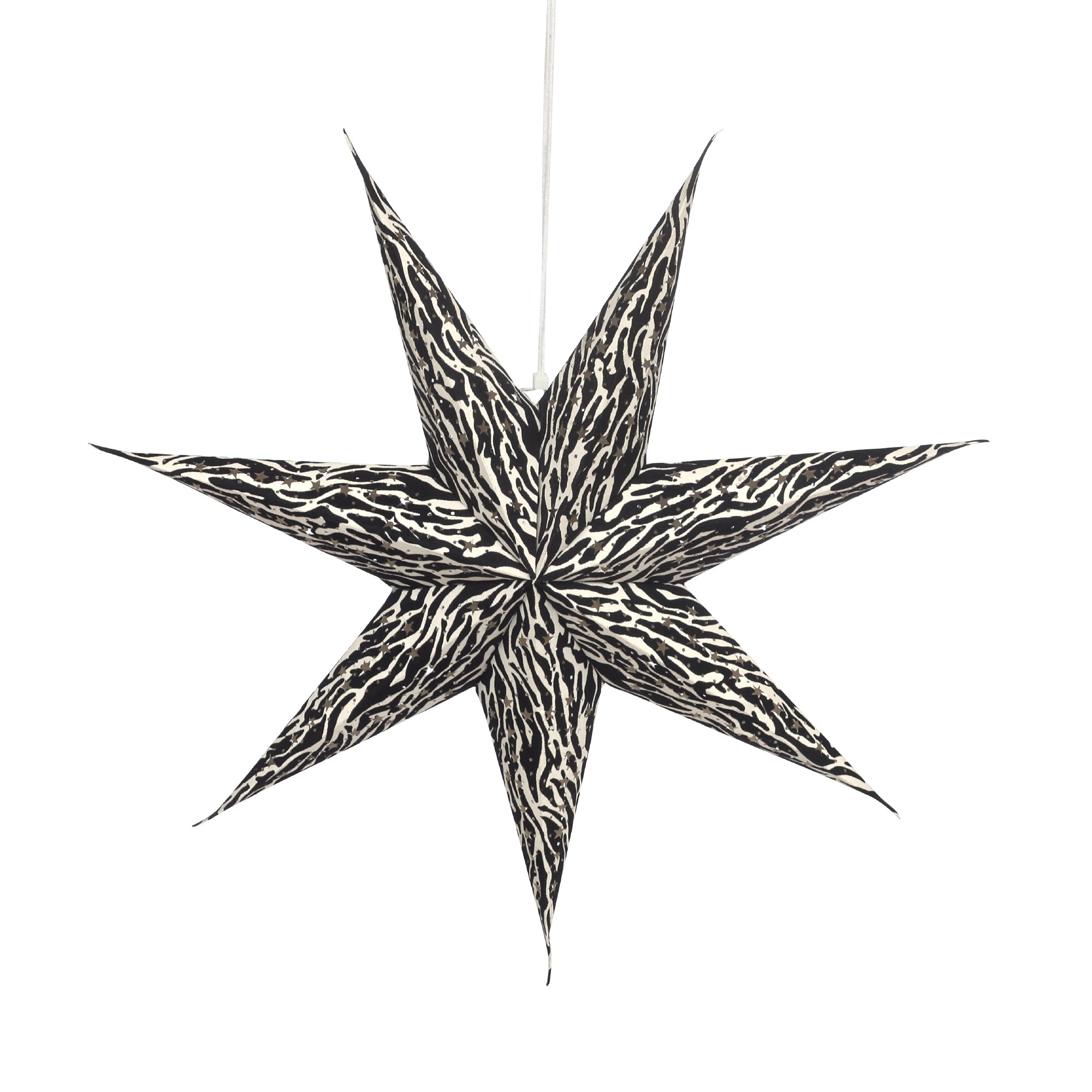 Papierlampe Stern 'Pashu', schwarz, weiß, Ø 62 cm, H 13 cm