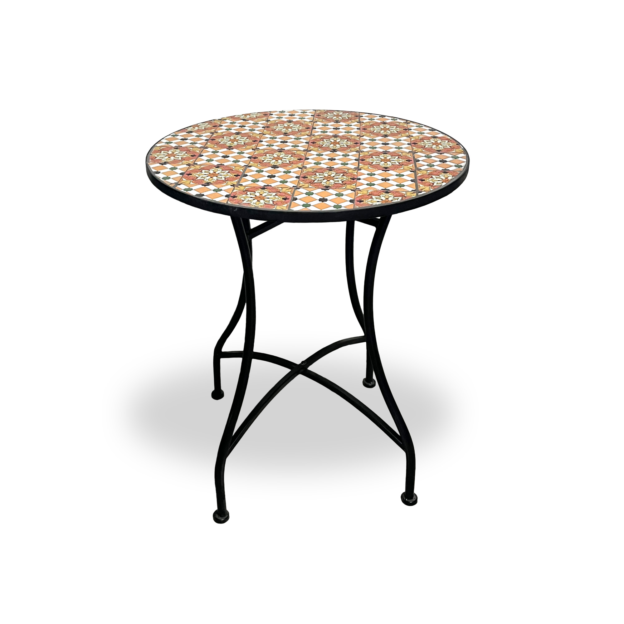 Kacheltisch 'Maryse', Rottöne, schwarz, Ø 60 cm, H 71 cm