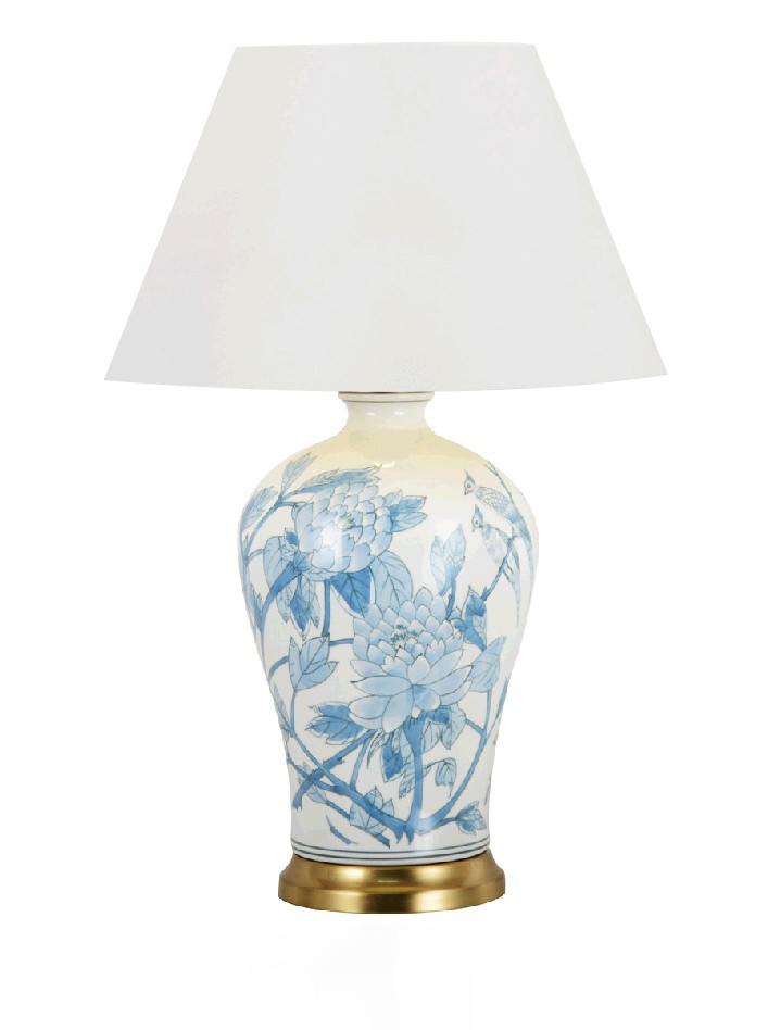 Keramikleuchte 'Qin', blau-weiß, Ø 21 cm, H 43 cm