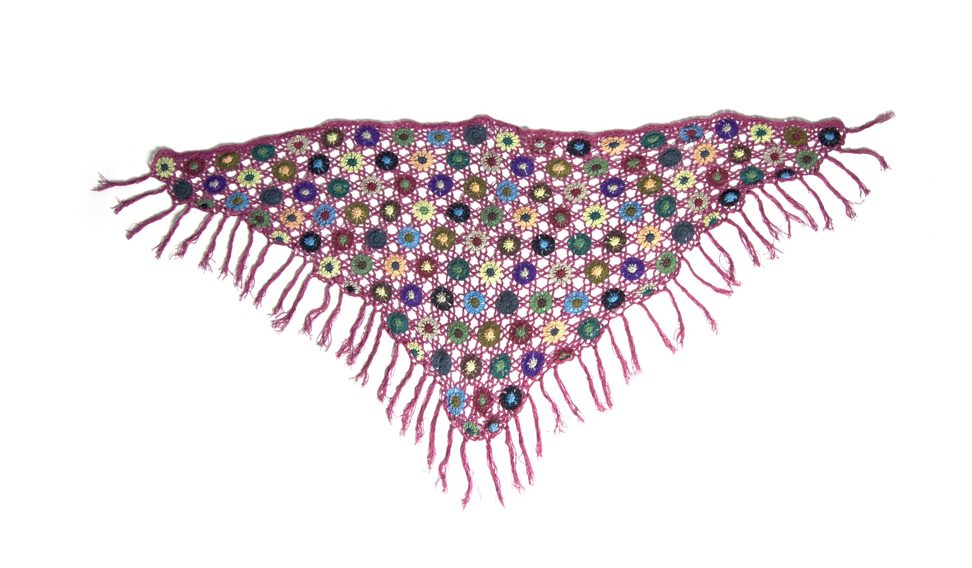 Dreieckiges Häkeltuch, lila/multicolor, B 165 cm, L 85 cm