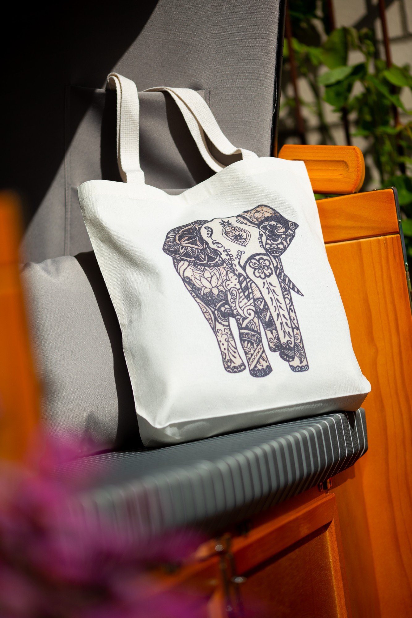 Stoffbeutel Elefant, grau, L40 cm, B 9 cm, H 40 cm