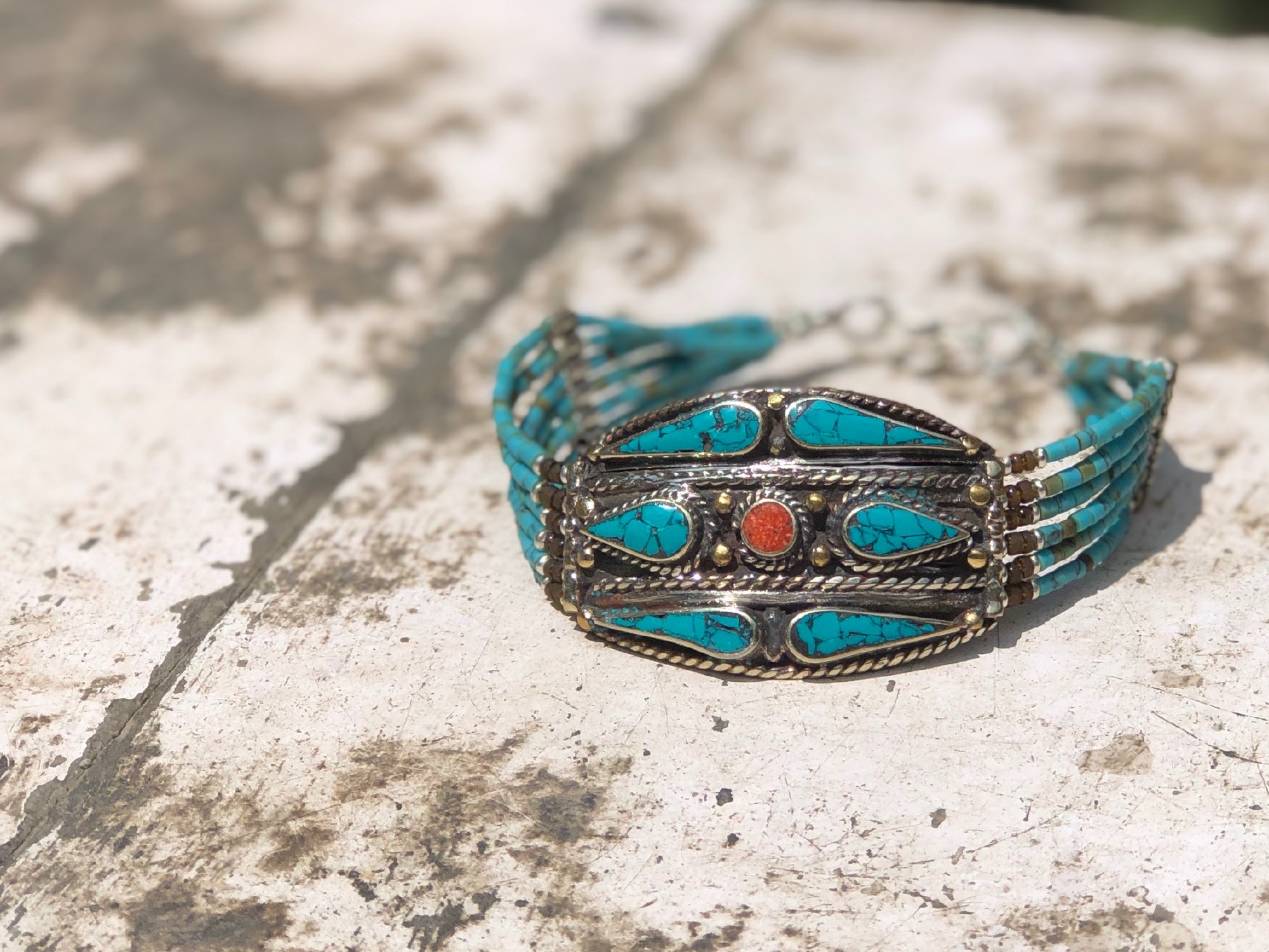Armband mit Türkisen, L 19 cm