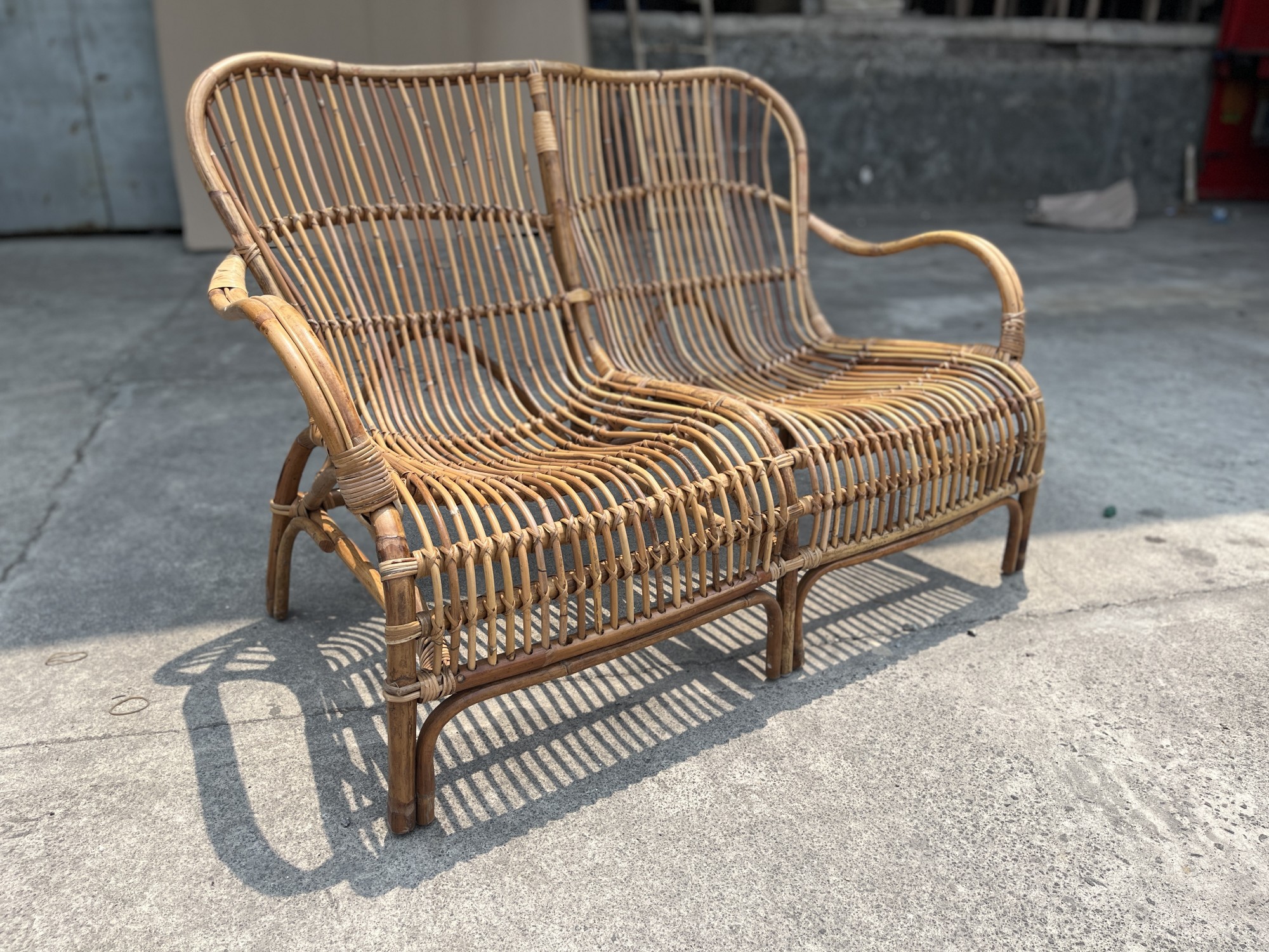 Bank 'Ewaldson' aus Rattan, B 126 cm, L 82 cm, H 85 cm