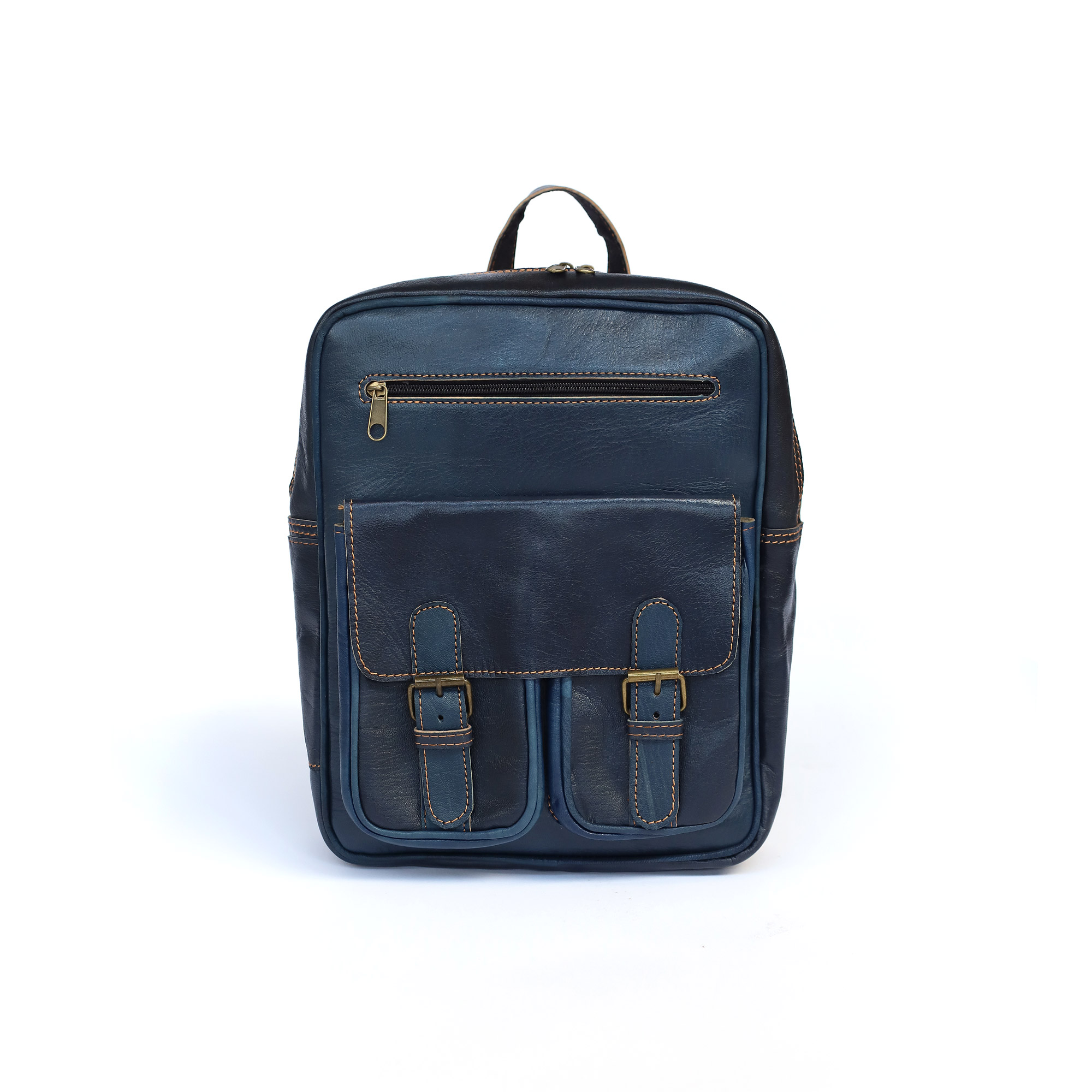 Rucksack aus Ziegenleder blau, H 34 cm, B 27 cm, L 10 cm