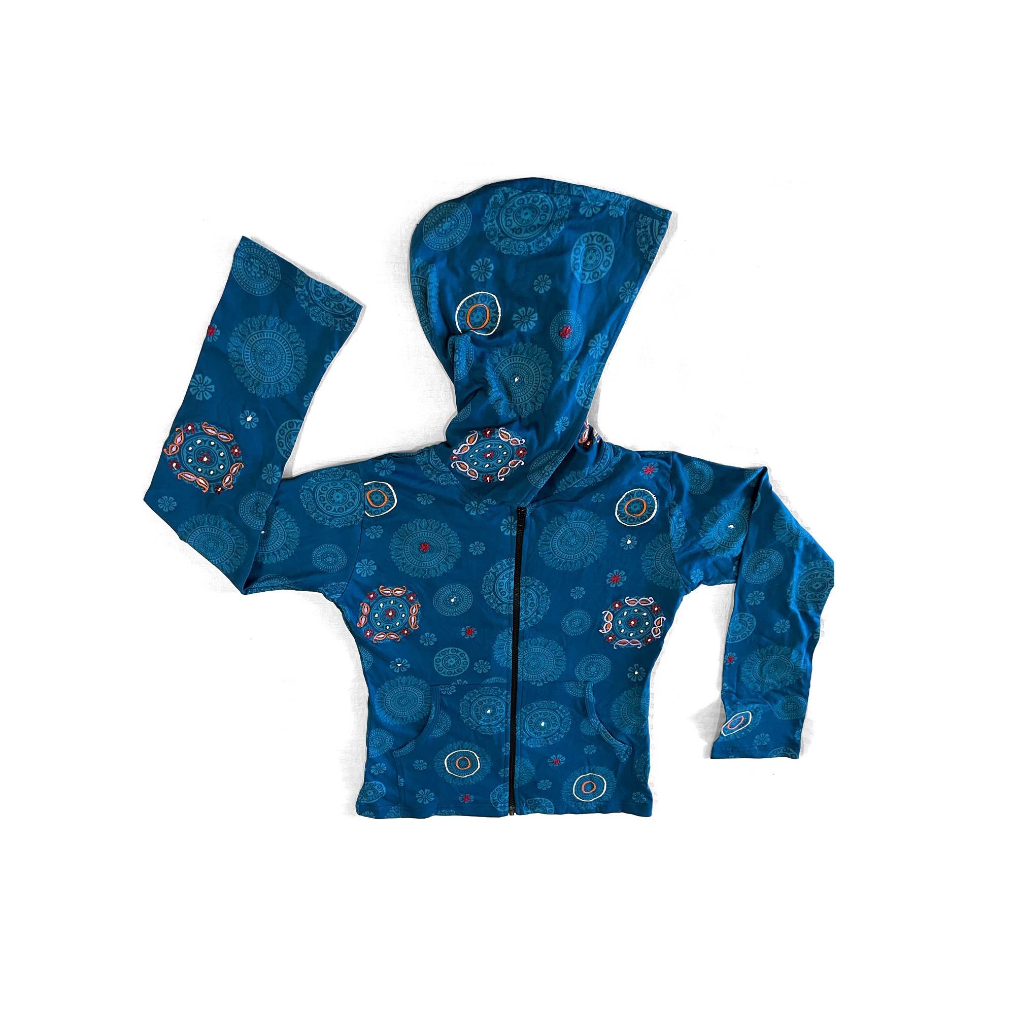 Kapuzenjacke gemustert, blau-multicolor