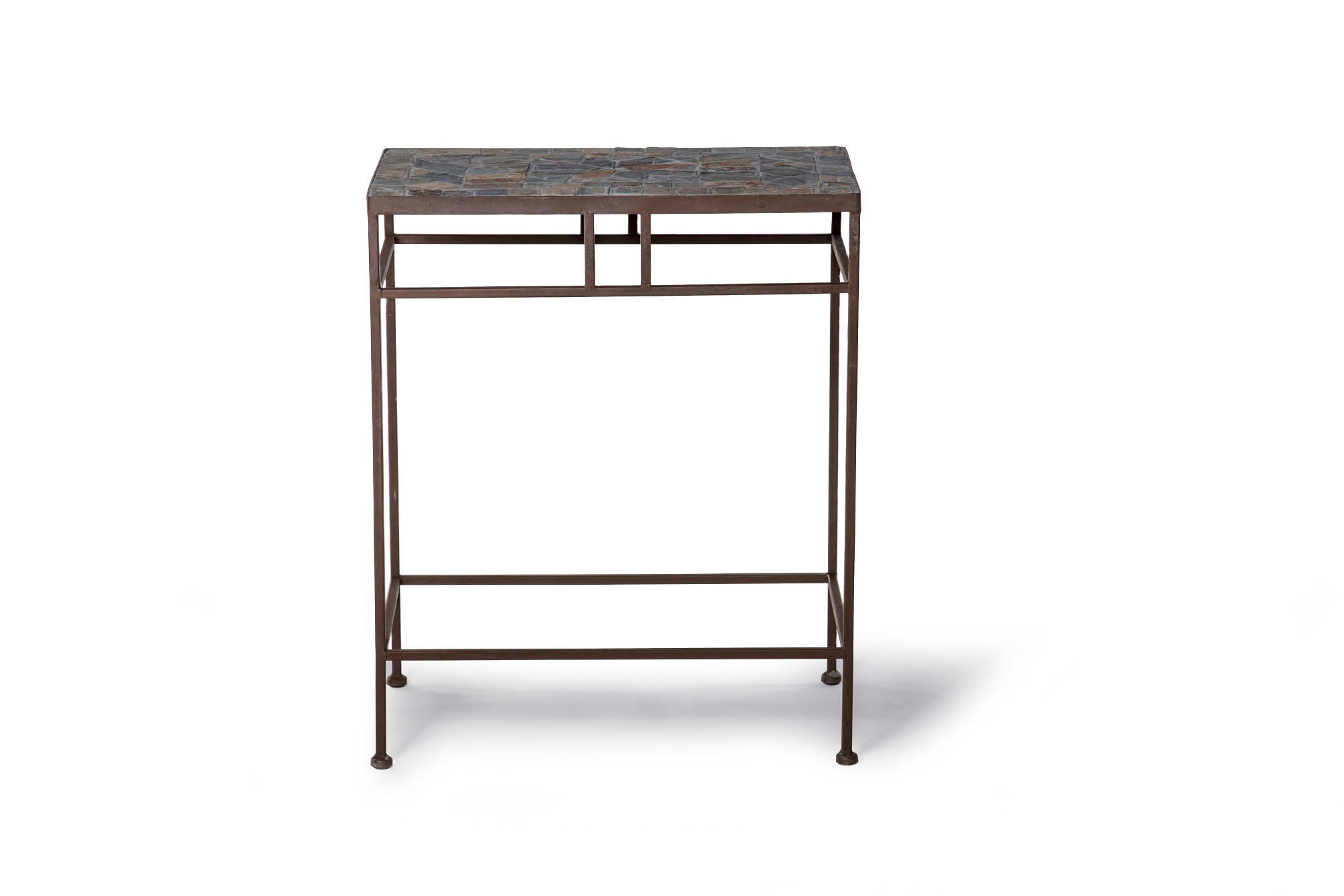Rechteckiger Mosaiktisch 'Grignan' S, aus Naturstein, grau, braun, B 42 cm, T 24 cm, H 53 cm