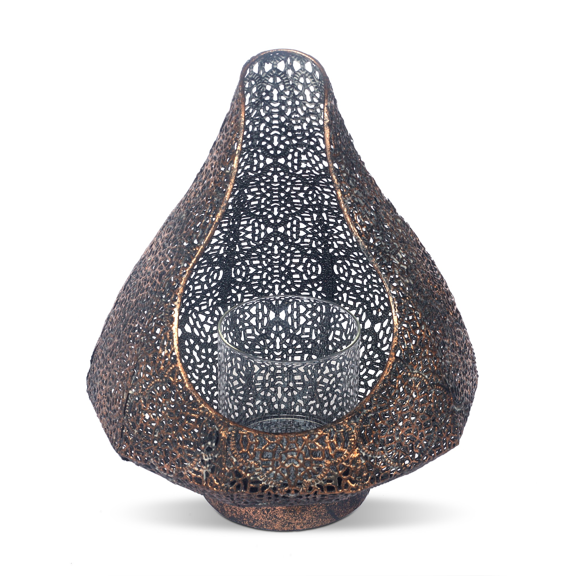 Windlicht 'Le Clerque', antik bronze, Ø 21,5 cm, H 26 cm