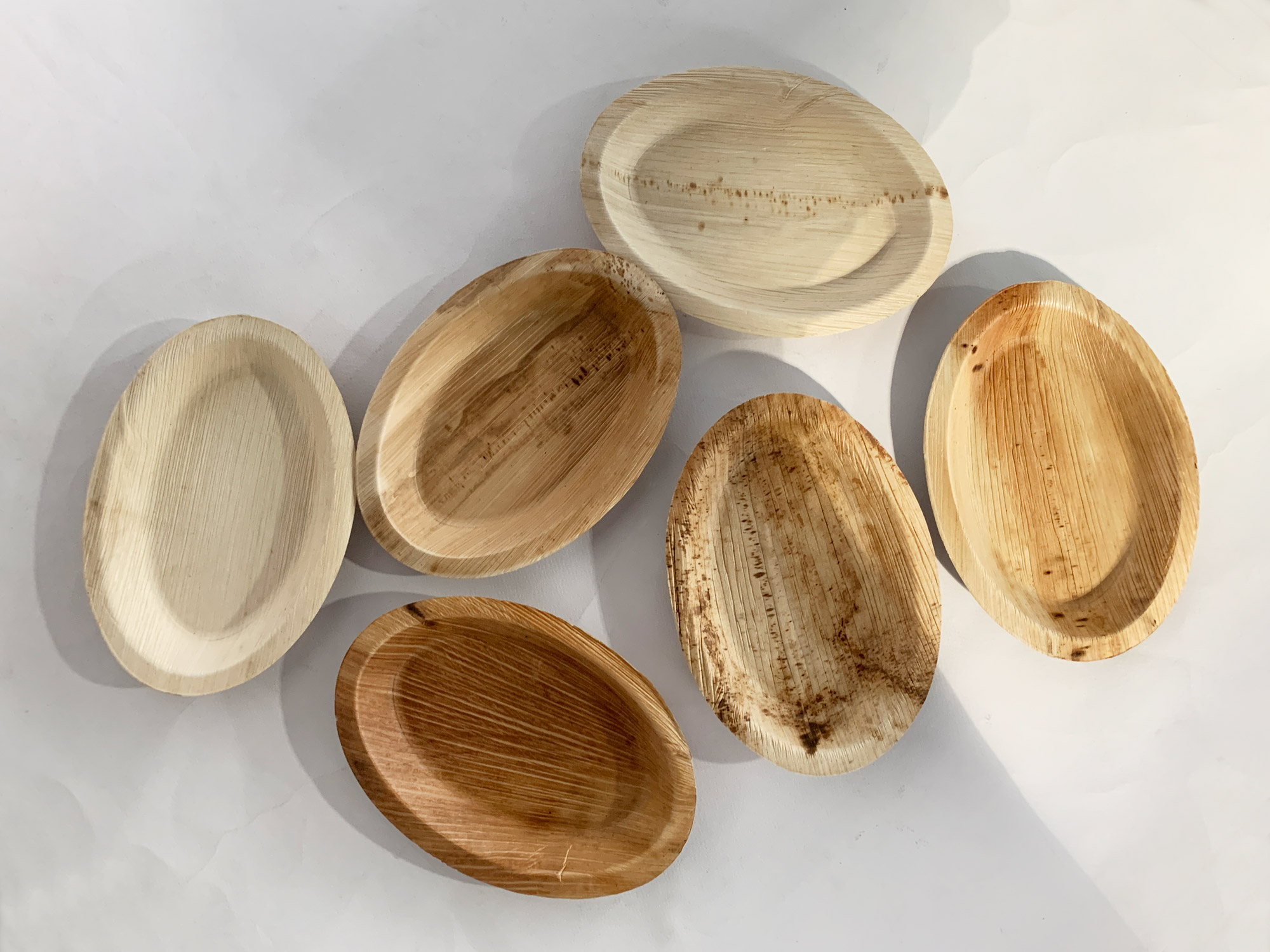 Schalen-Set aus Palmblättern 6 Stück, natur, B 19 cm, L 13 cm, H 5 cm