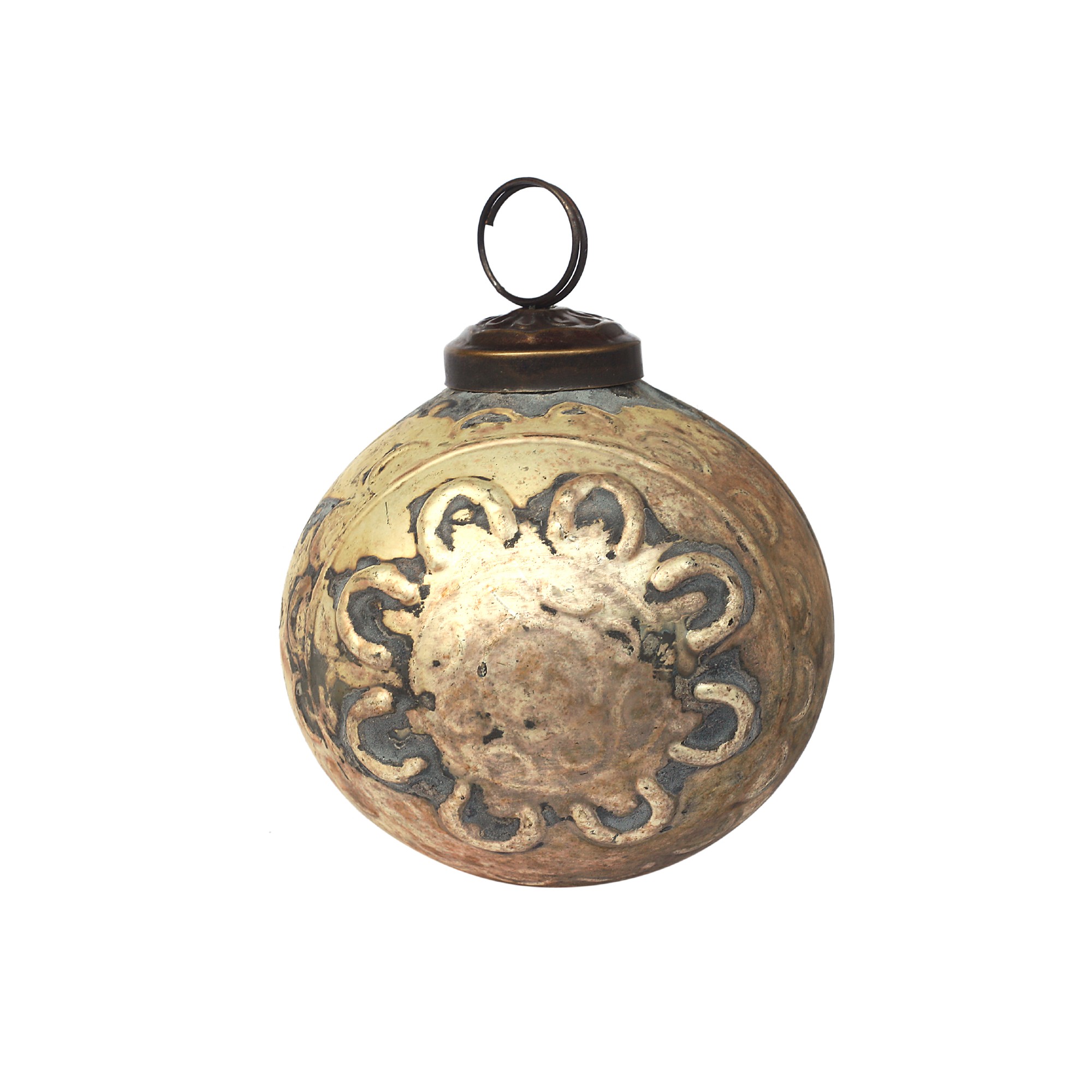 Anhänger Kugel Ornament, gold, Ø 8 cm, H 8 cm