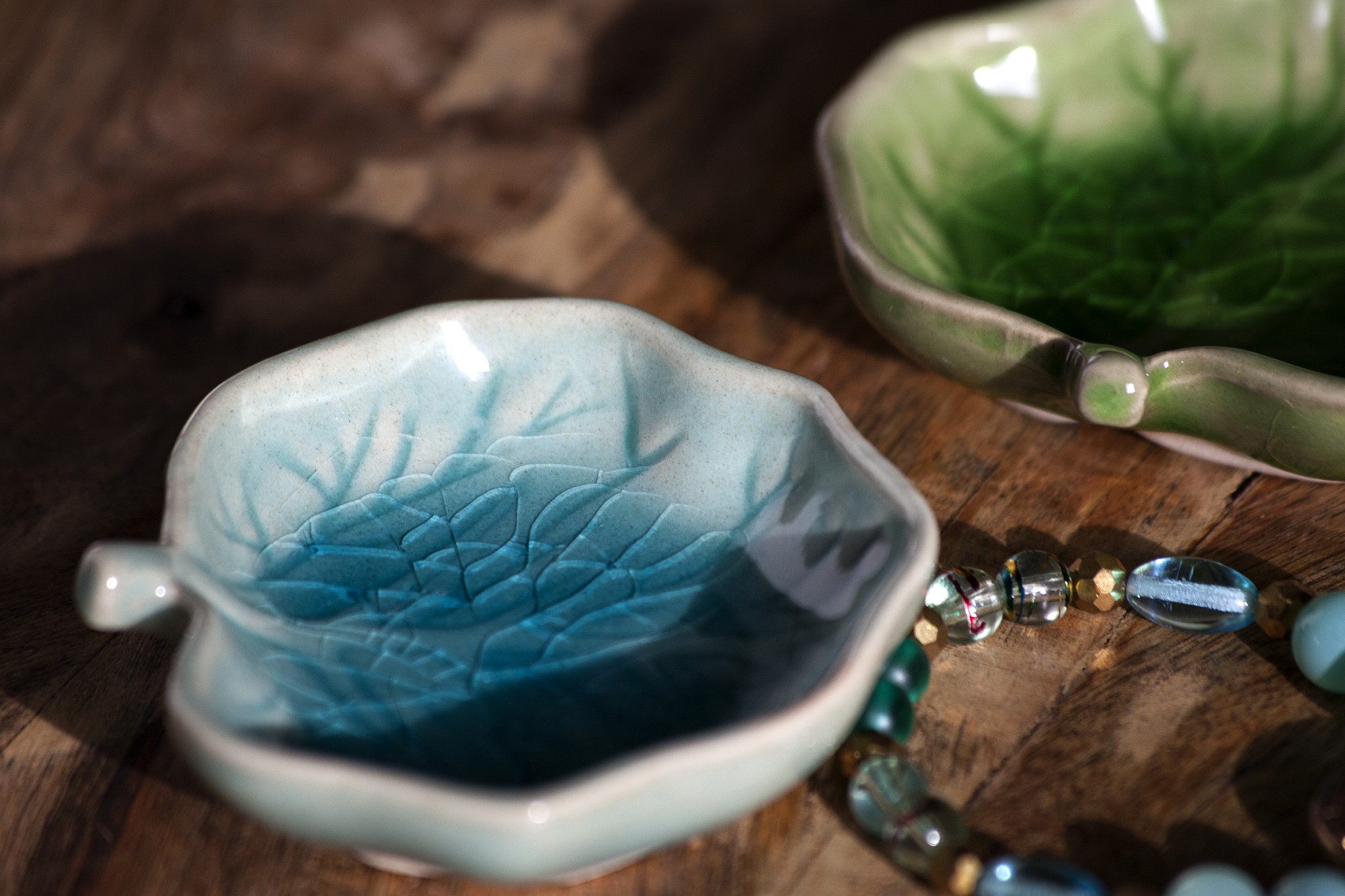 Ablage 'Blatt', blau, T 9 cm, B 8,5 cm, H 2,5 cm