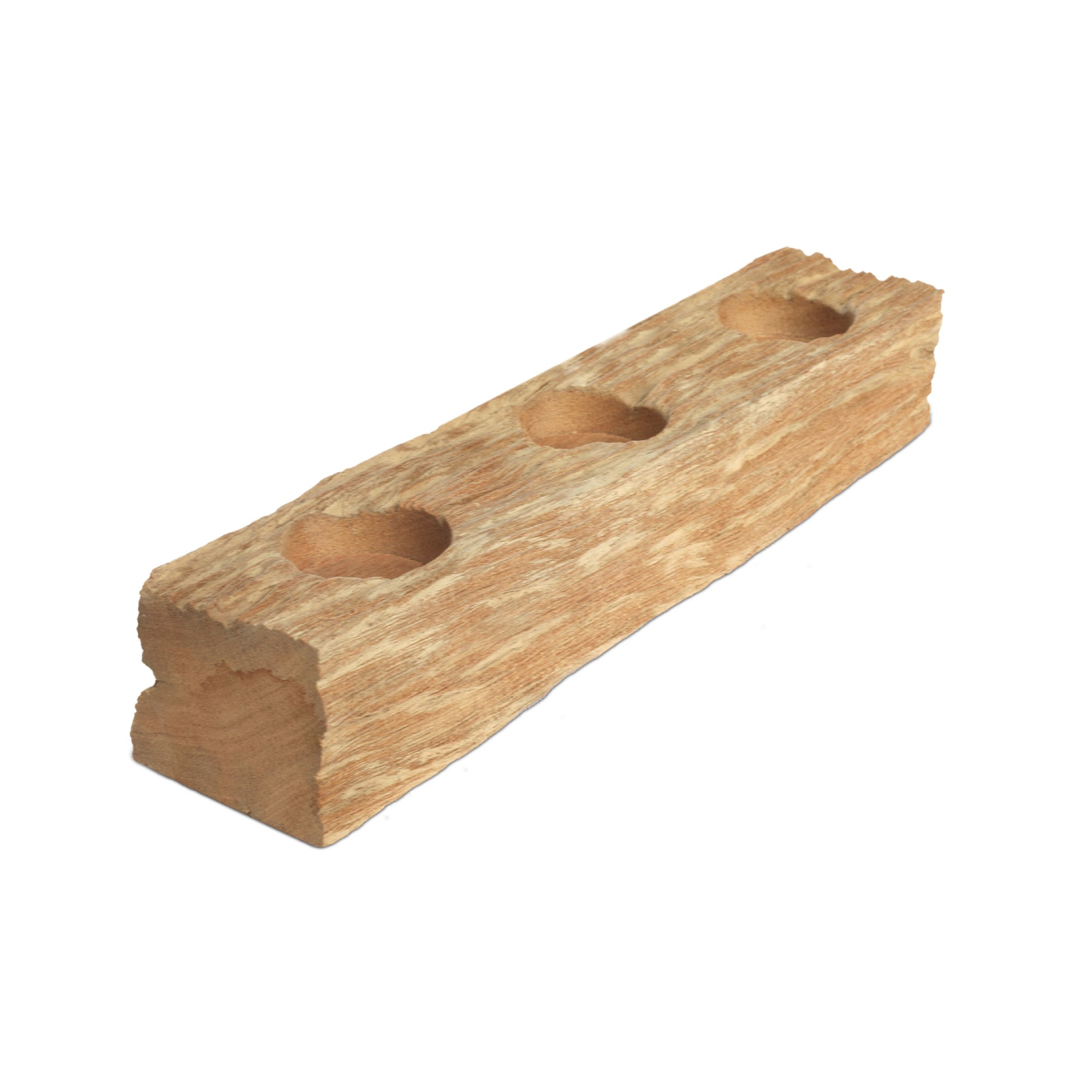 3-er Kerzenhalter aus Schneckenholz, L 30 cm