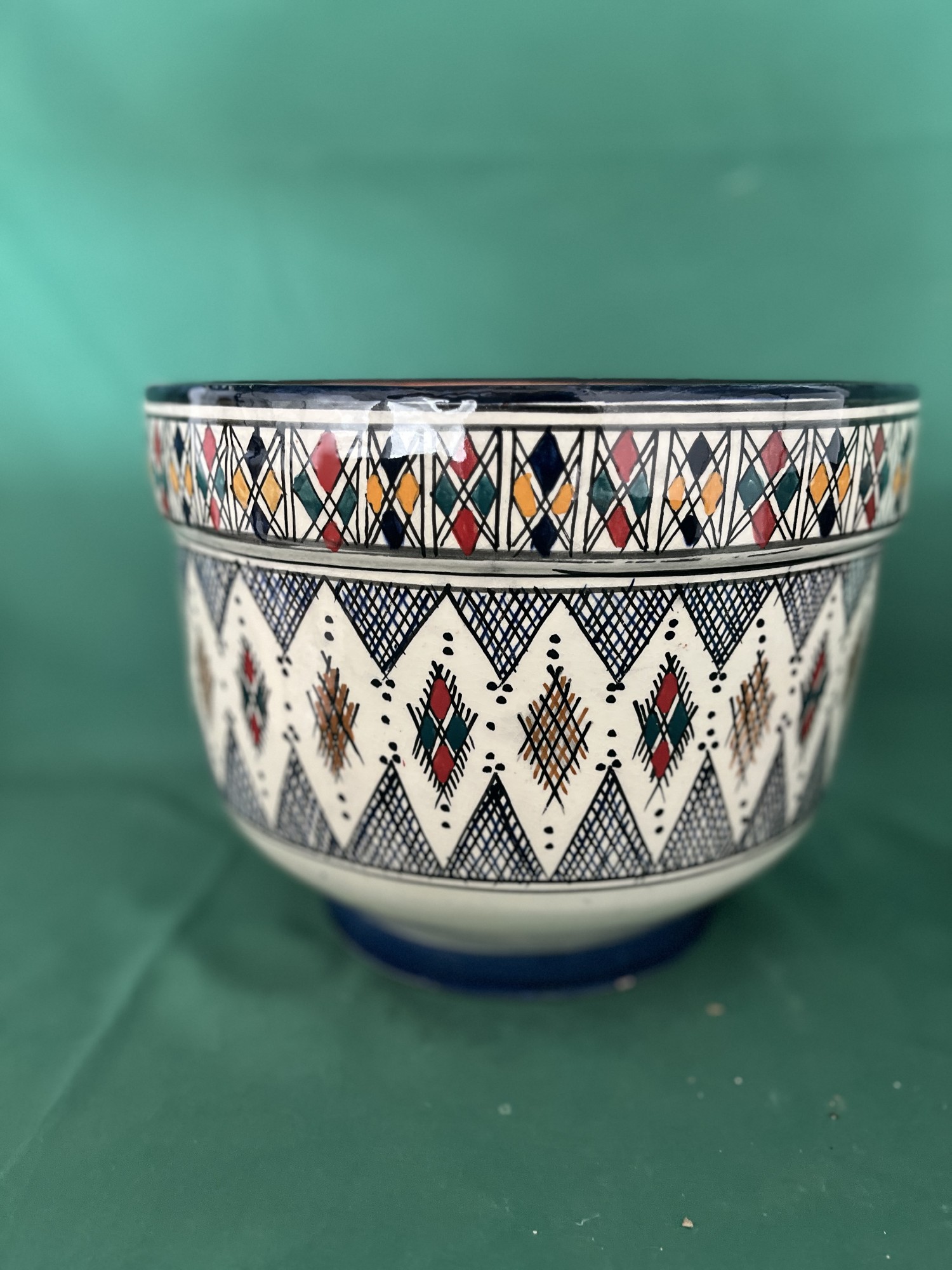Keramik-Pflanztopf, weiß, multicolor, Ø 20 cm, H 15 cm