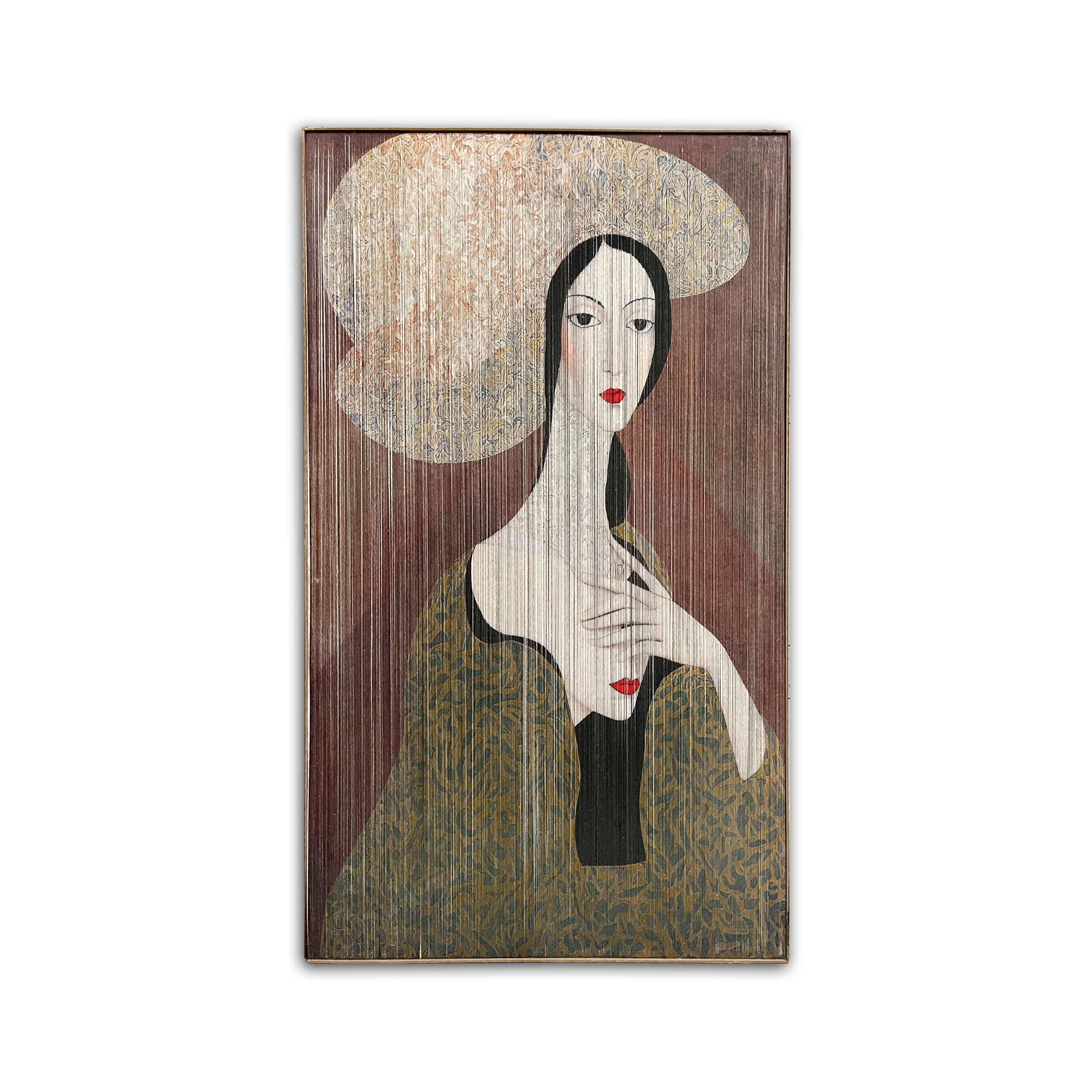 Wandbild 'Lady', in Holzrahmen, H 120 cm, B 70 cm, L 2,5 cm