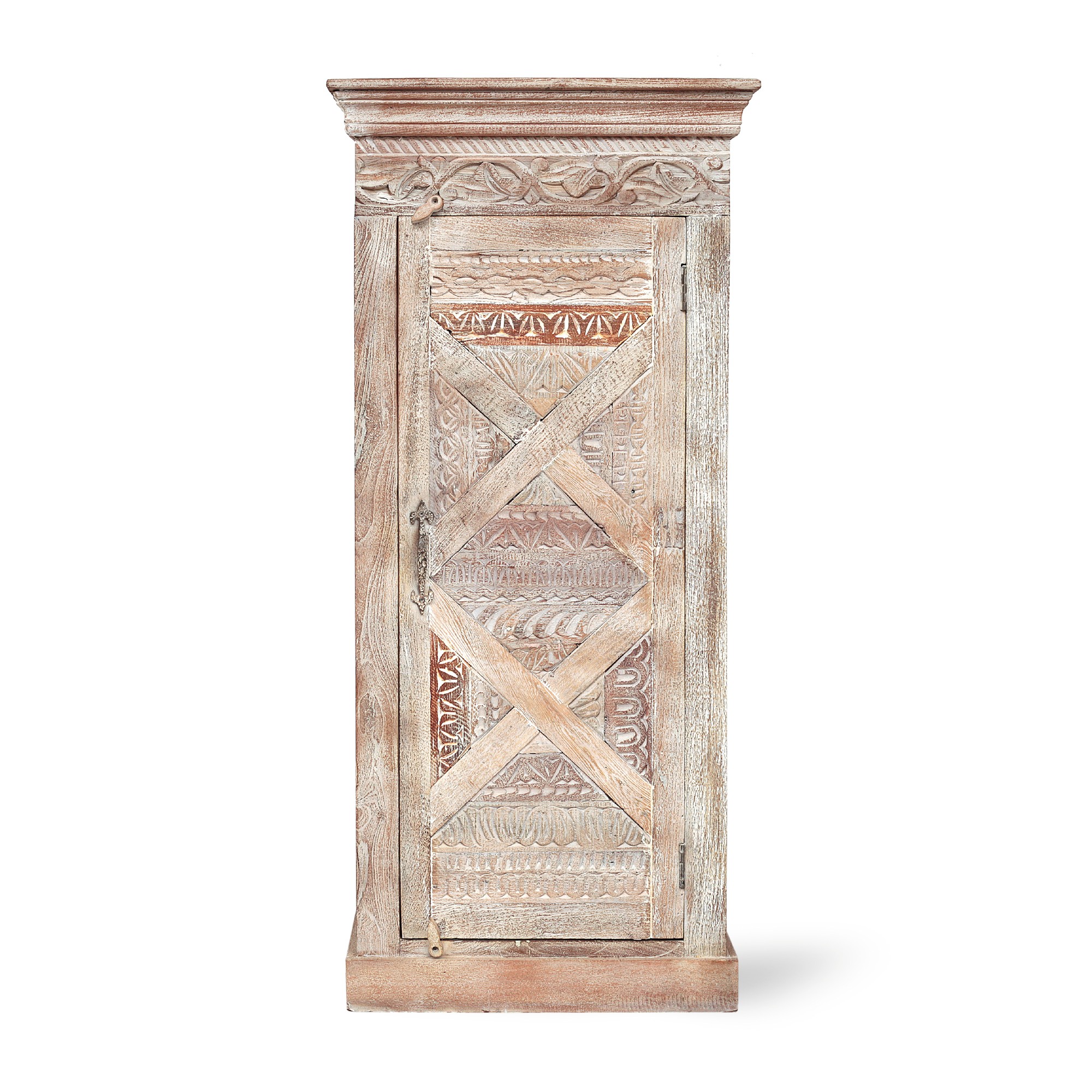 Schrank 'Cressi', Teak whitewash, B 65 cm, H 140 cm, T 42 cm
