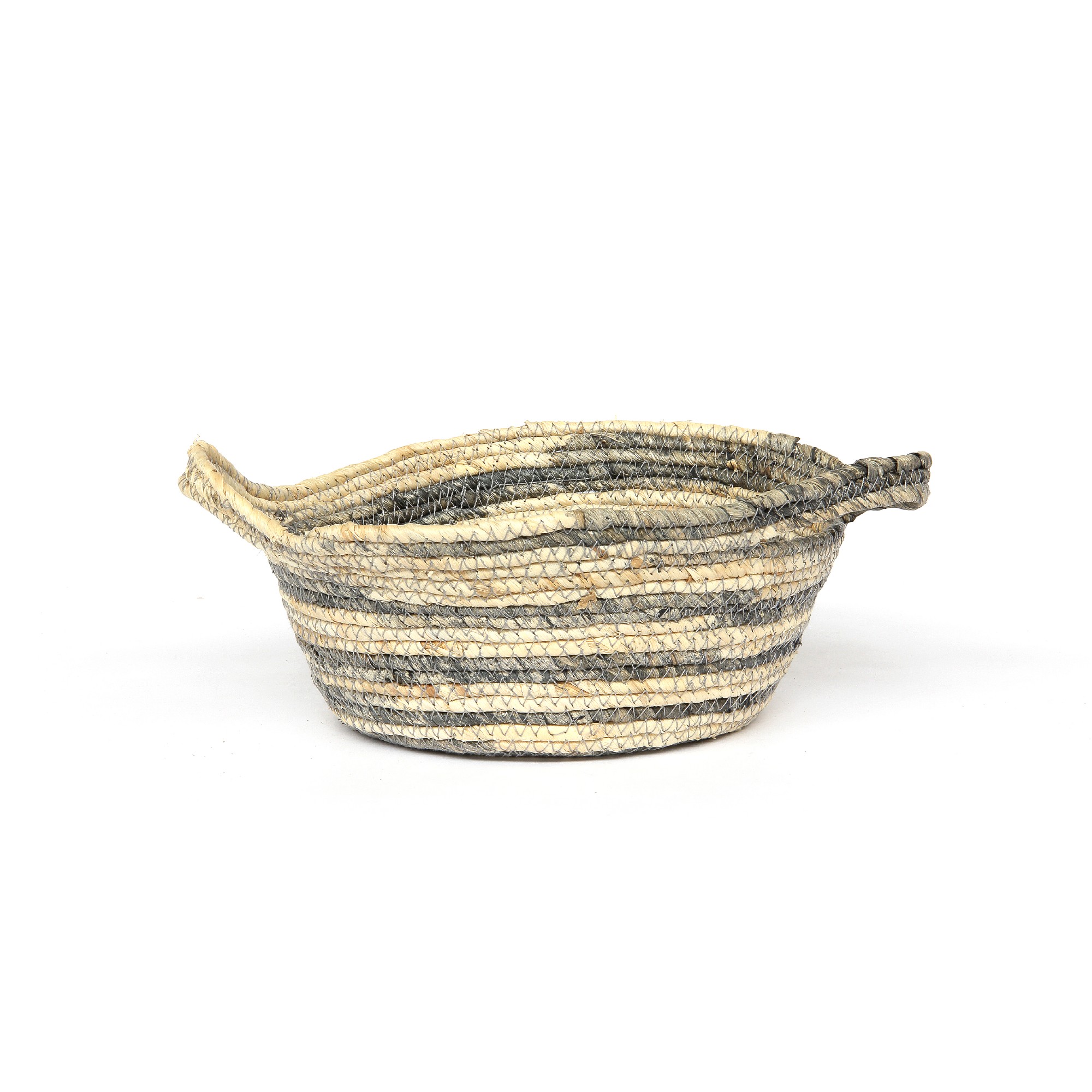 Korb 'Gradara' S, grau, natur, Ø 21 cm, H 9 cm