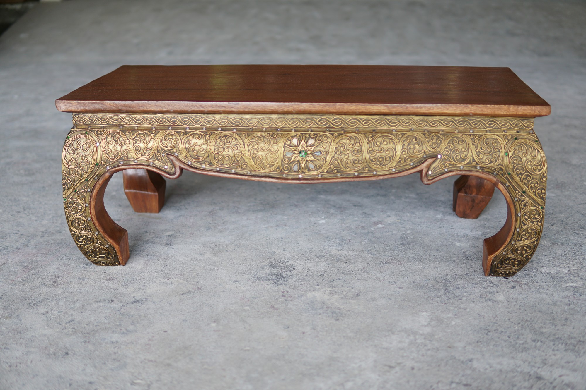 Opiumtisch 'Kajok', dunkelbraun, T 120 cm, B 50 cm, H 42 cm