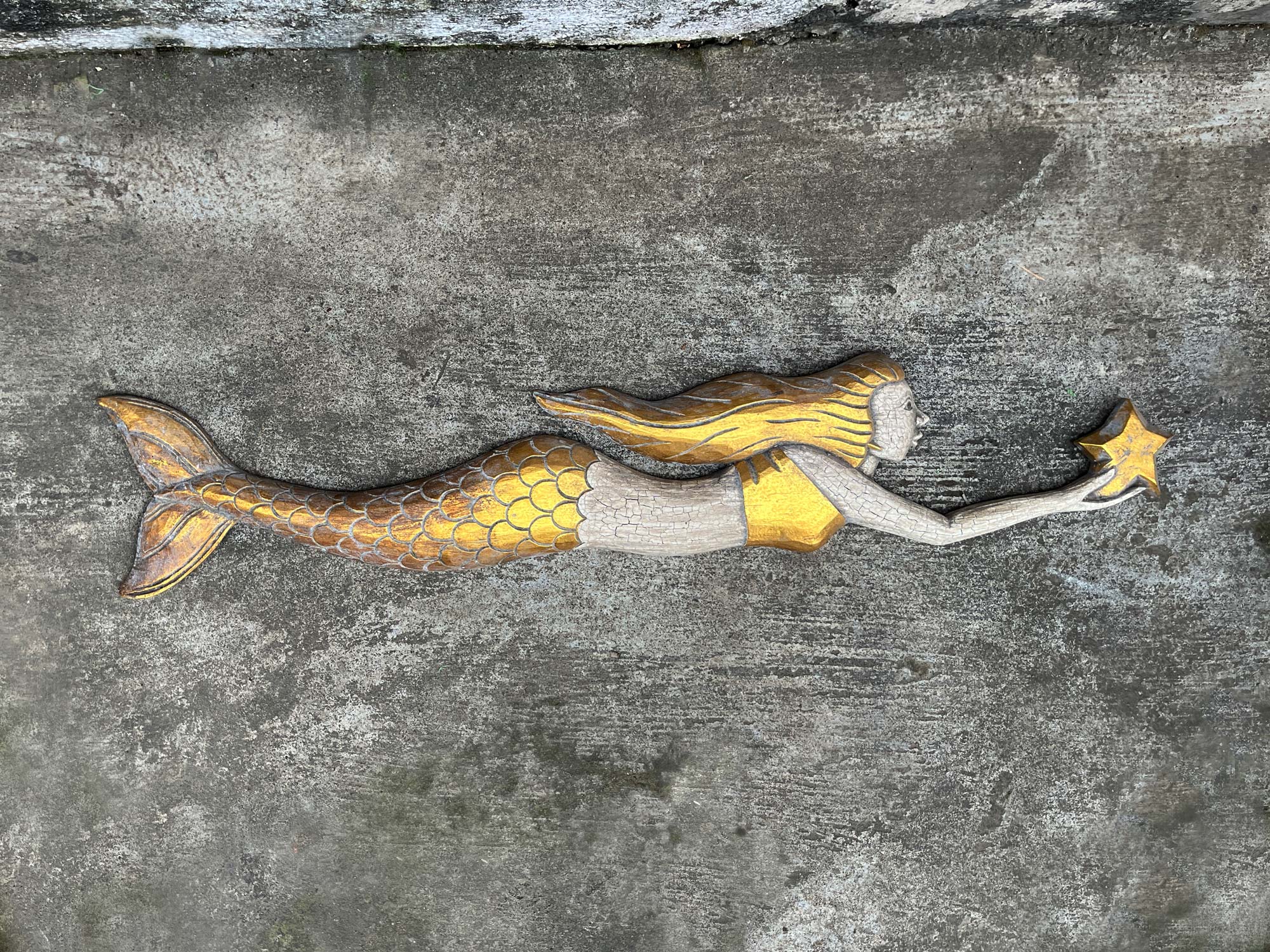 Meerjungfrau 'Star' rechts, weiß-gold, B 100 cm, H 19 cm