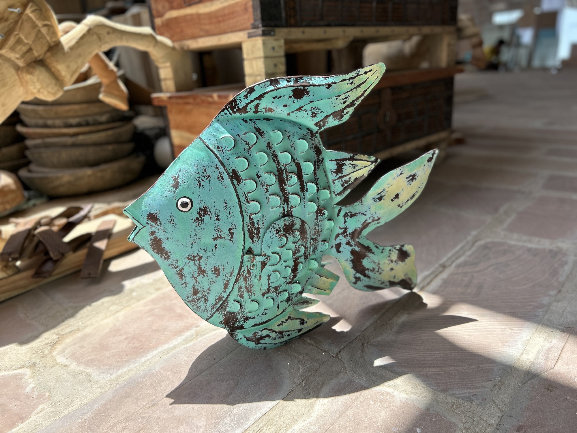 Fischlaterne, blau, B 64 cm, H 53 cm, L 13 cm